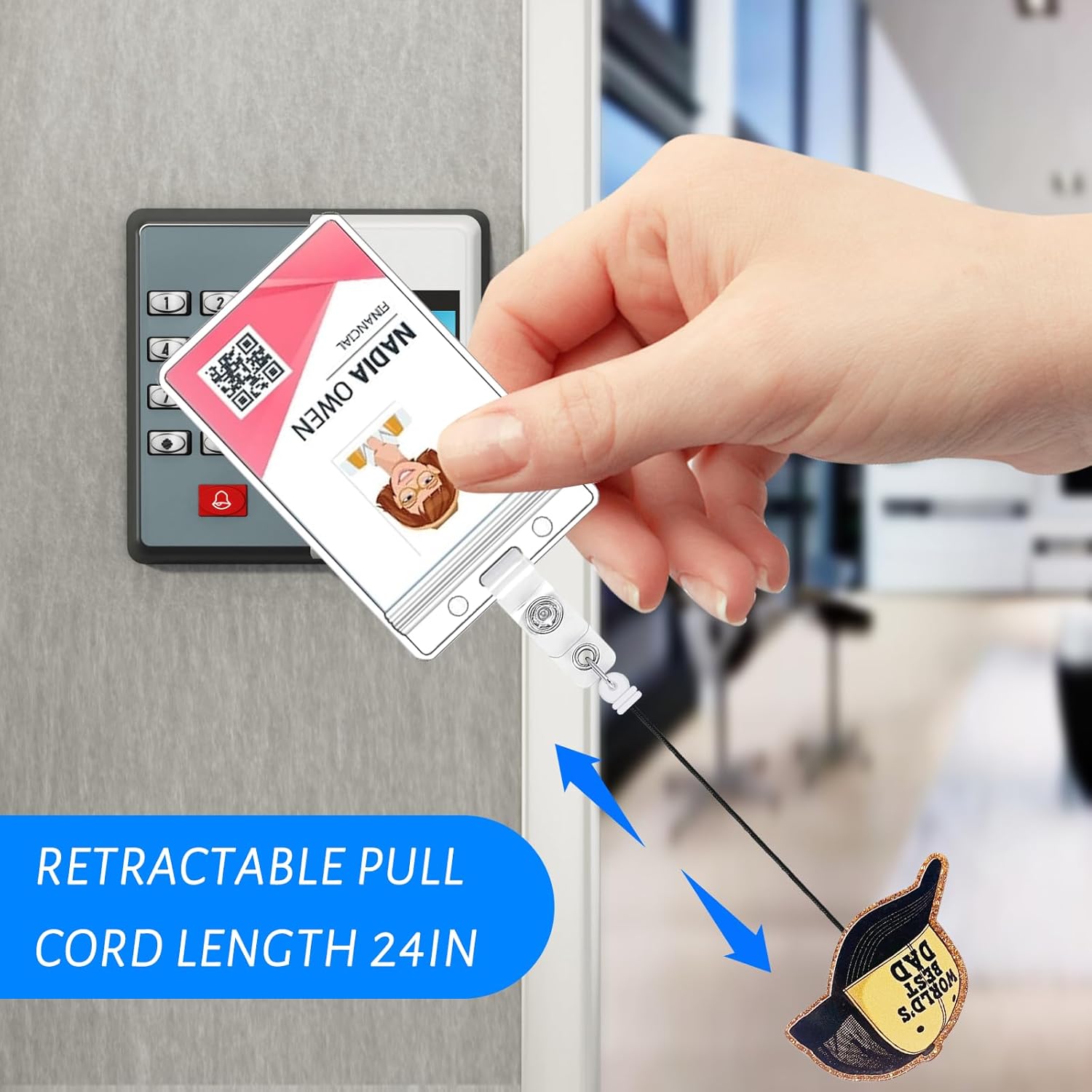 Badge Reels Holder Retractable, ID Card with Alligator Clip for Nurse Name CNA, Funny Badge Reel, Student ID Badge Clip Cute Cartoon Nursing Doctor Teacher Medical Work Decorative Gift (Best DAD) - Image 5