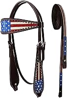 Vista 1 de Tahoe Western Patriotic American Flag Draft Browband Caballo Caballo con riendas