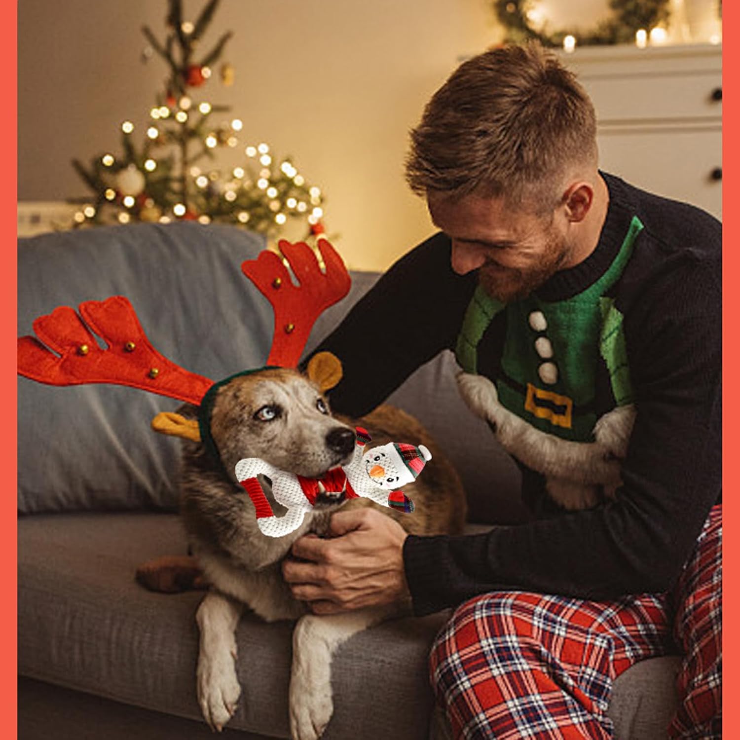 Dog Squeak Toys Plush Dog Toy with Crinkle Paper, Tug of War Pull Interactive Dog Toys for Puppies, Small, Medium, Large Dogs,A