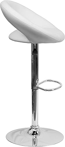 Miniatura 10 de Flash Furniture Taburete de bar contemporáneo de vinilo negro redondeado estilo órbita con altura ajustable con base cromada