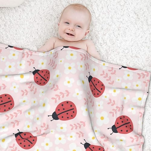 Miniatura 7 de Bonita manta de bebé de mariquita para niñas y niños, manta de felpa suave, para niños pequeños y recién nacidos, guardería, cochecito, cuna, regalo