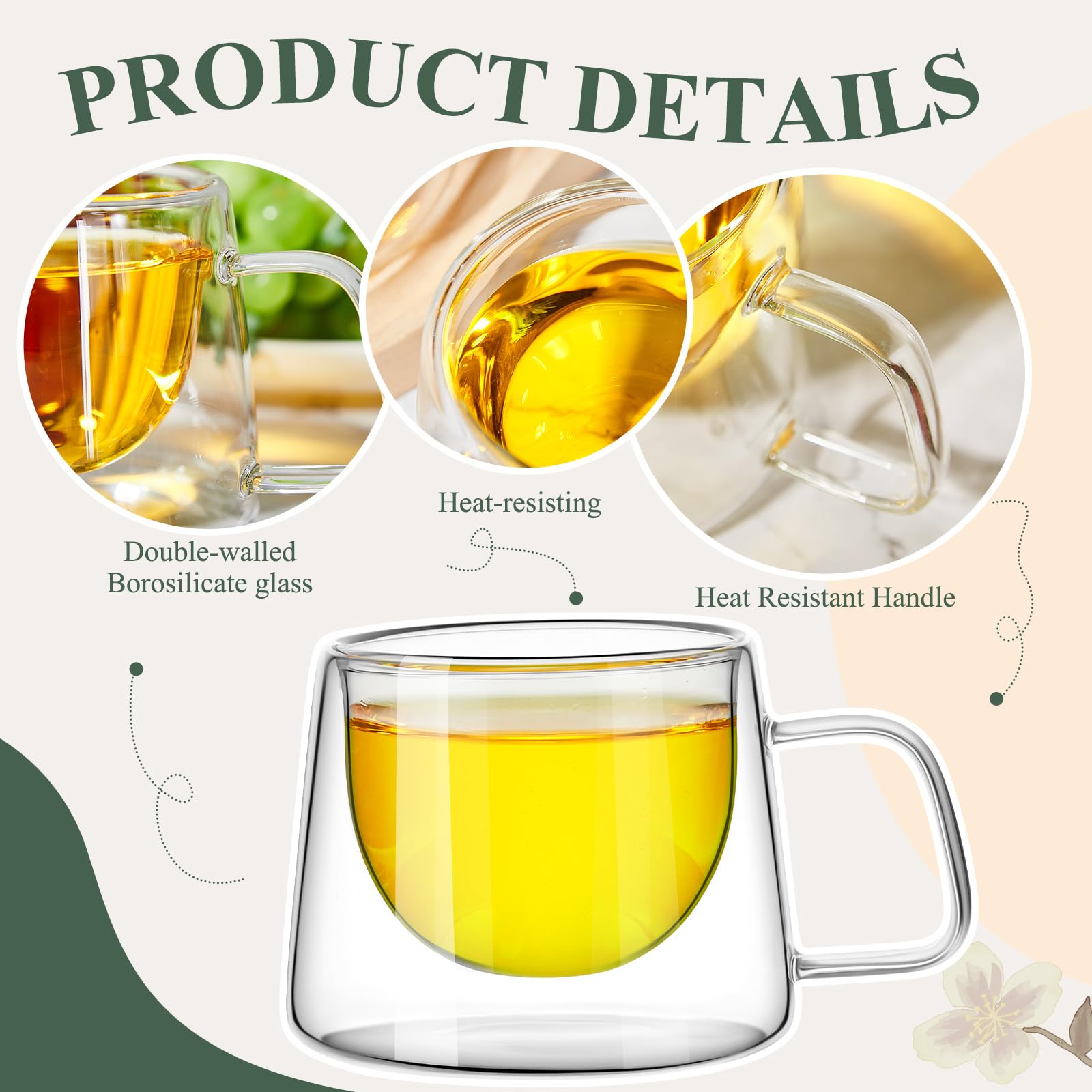 Lot De 6 Tasses à Café En Verre Transparent De 450 Ml Avec