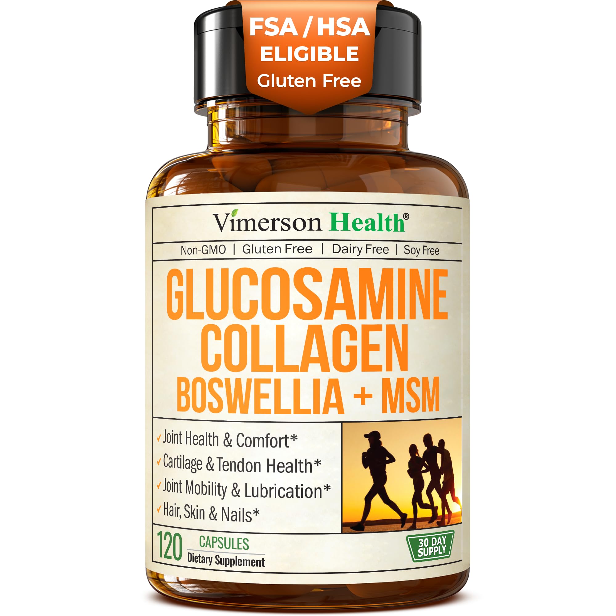 Vimerson Health Glucosamine Sulfate Collagen Chondroitin Supplement, 120 Capsules