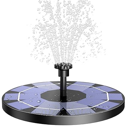 AISITIN 3W solar fountain pump solar water pump, floating fountain built-in 1200mAh battery, with 6 nozzles, used for bird tank, fish tank, pond or garden decoration solar aeration pump (Black)