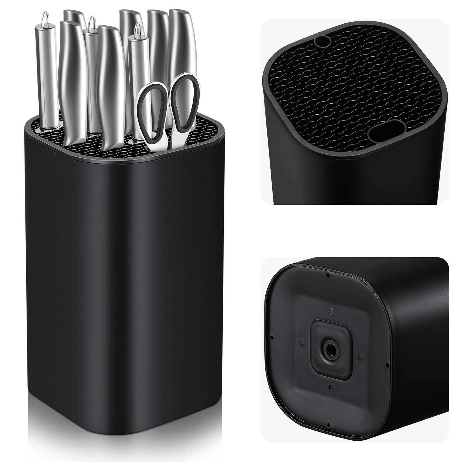 Soporte Cuchillos Cocina, Porta Cuchillos Cocina, Bloque para Cuchillos sin Cuchillos, Soporte Universal para Cuchillos con 21 Ranuras y Diseño de Desagüe, Bloque de Cuchillos Vacío ExtraíBle