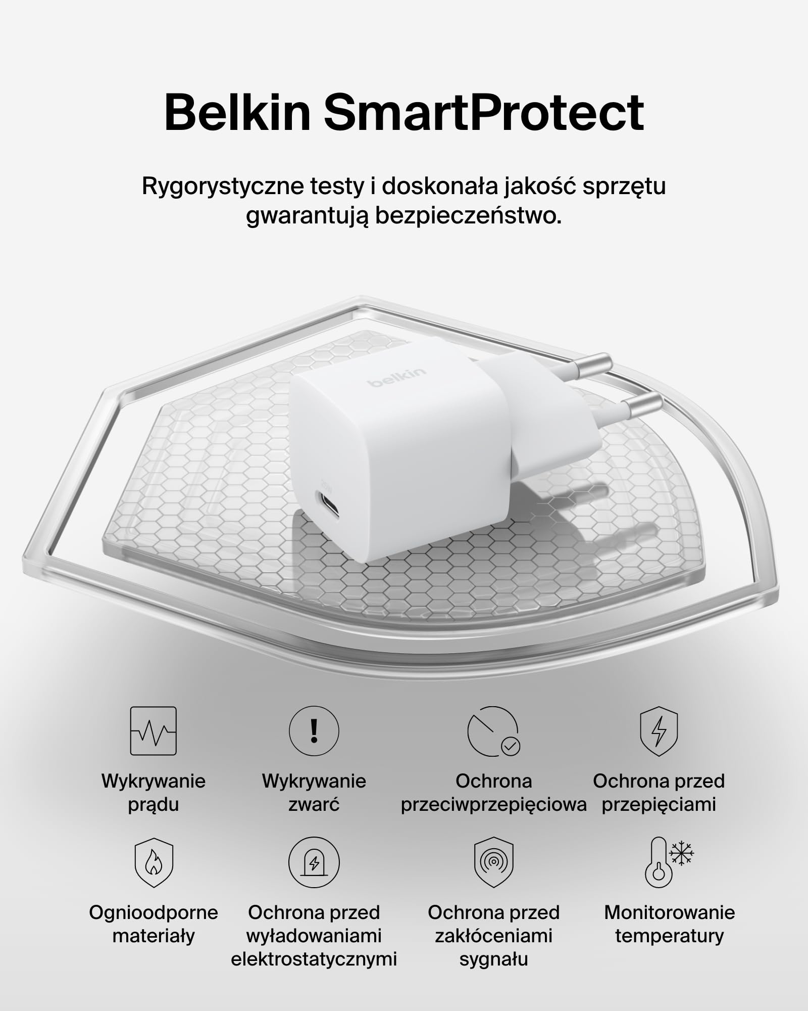 Belkin ładowarka sieciowa USB-C 25 W – szybkie ładowanie USB-C PD 3.0 z PPS dla urządzeń Apple iPhone 16, iPhone 15 Plus, Pro, Pro Max, iPad, Samsung Galaxy S25, Pixel 9, Nintendo Switch – biała