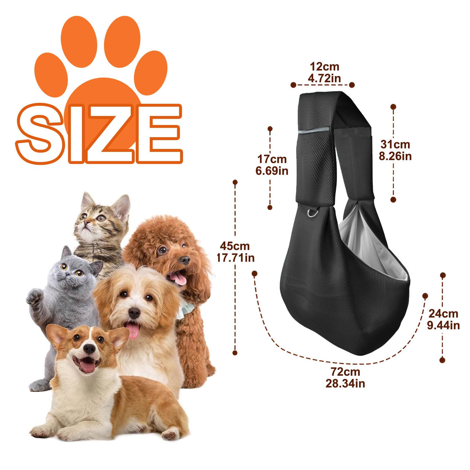 Dog Sling Carrier Lightweight Puppy Carrier Sling Breathable and Comfortable Pet Sling for Small Dogs and Cat Sling Pet Travel Bag for Walking Travel Outdoor Subway Black - Image 2