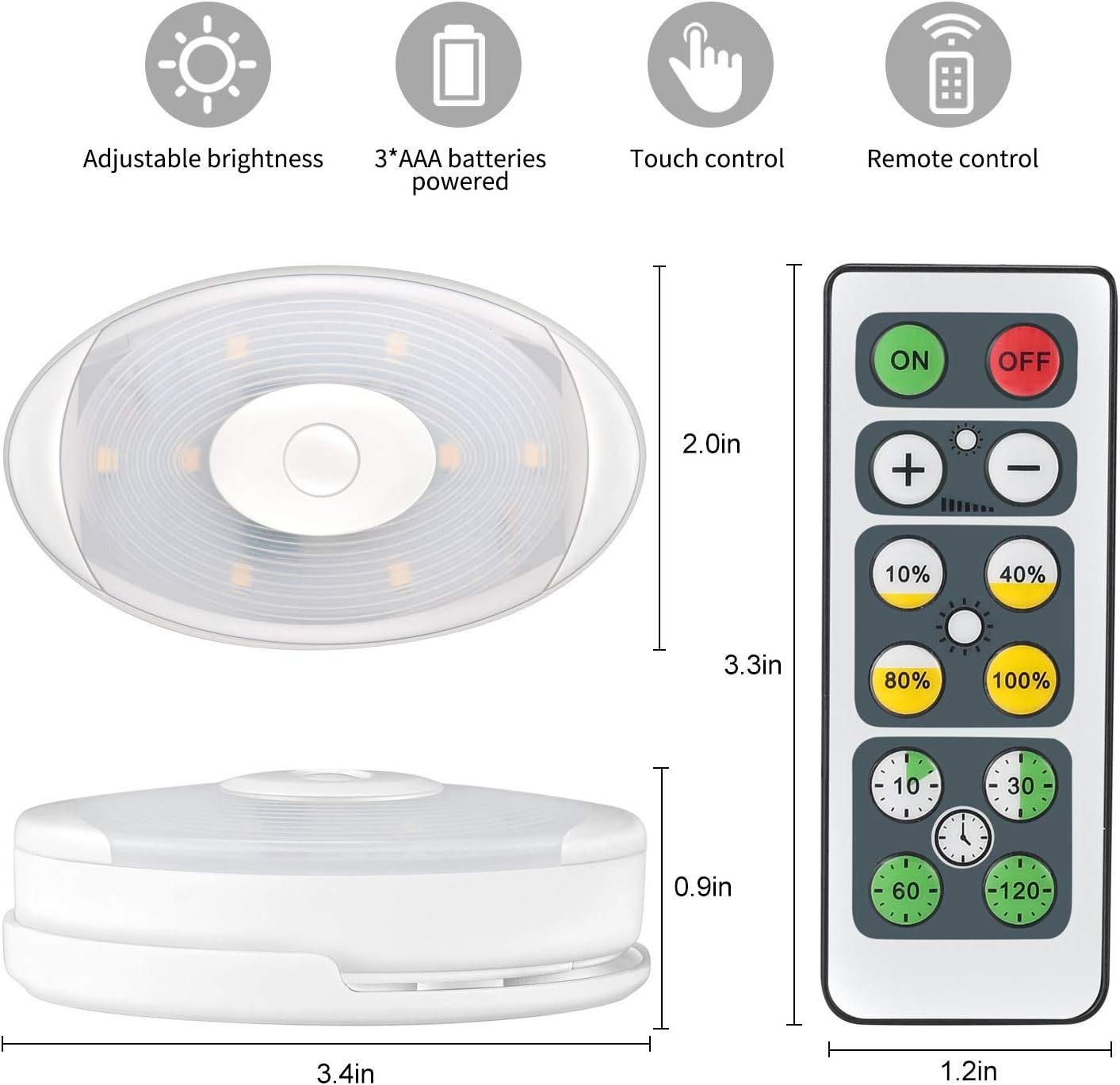 LED Under Cabinet Lighting, Upgrade Wireless LED Puck Lights with Remote, Detachable Design Battery Operated Dimmable Closet Light for Kitchen, Under Counter Lights Natural White 6 Pack