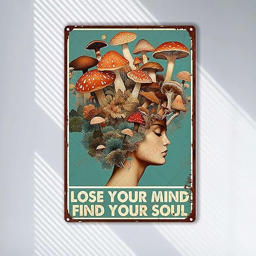 Miniatura 2 de Letrero de metal con texto en inglés "Lose Your Mind Find Your Soul", diseño de sirena para pared, 8.00 x 12.00 pulgadas