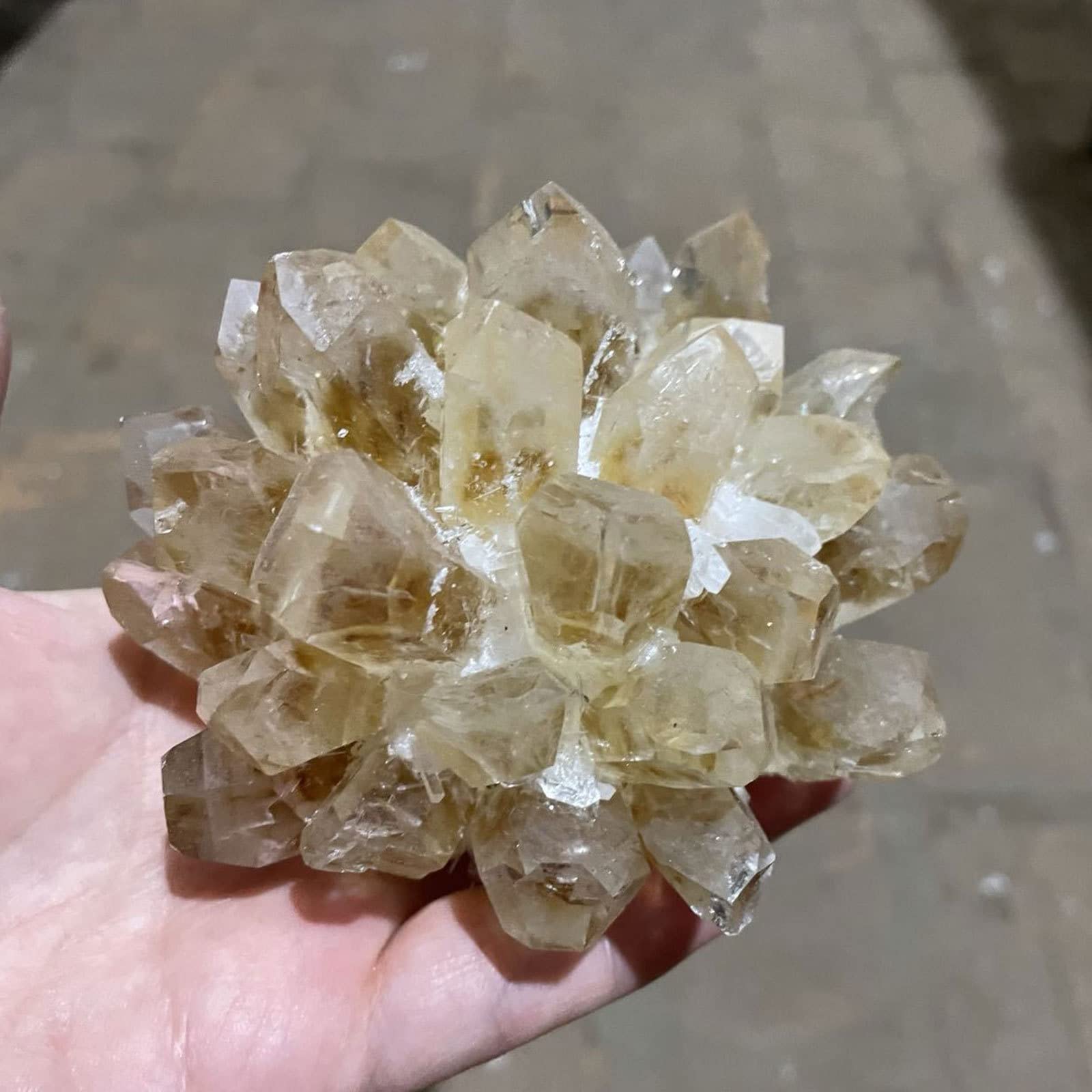 Racimo de Cristal de Cuarzo curativo Natural Irregular Minerales de Roca de 0.8-1.1 LB Cuarzo de geoda en Bruto Druzy Geode espécimen para decoración del hogar Reiki Healing,Citrine