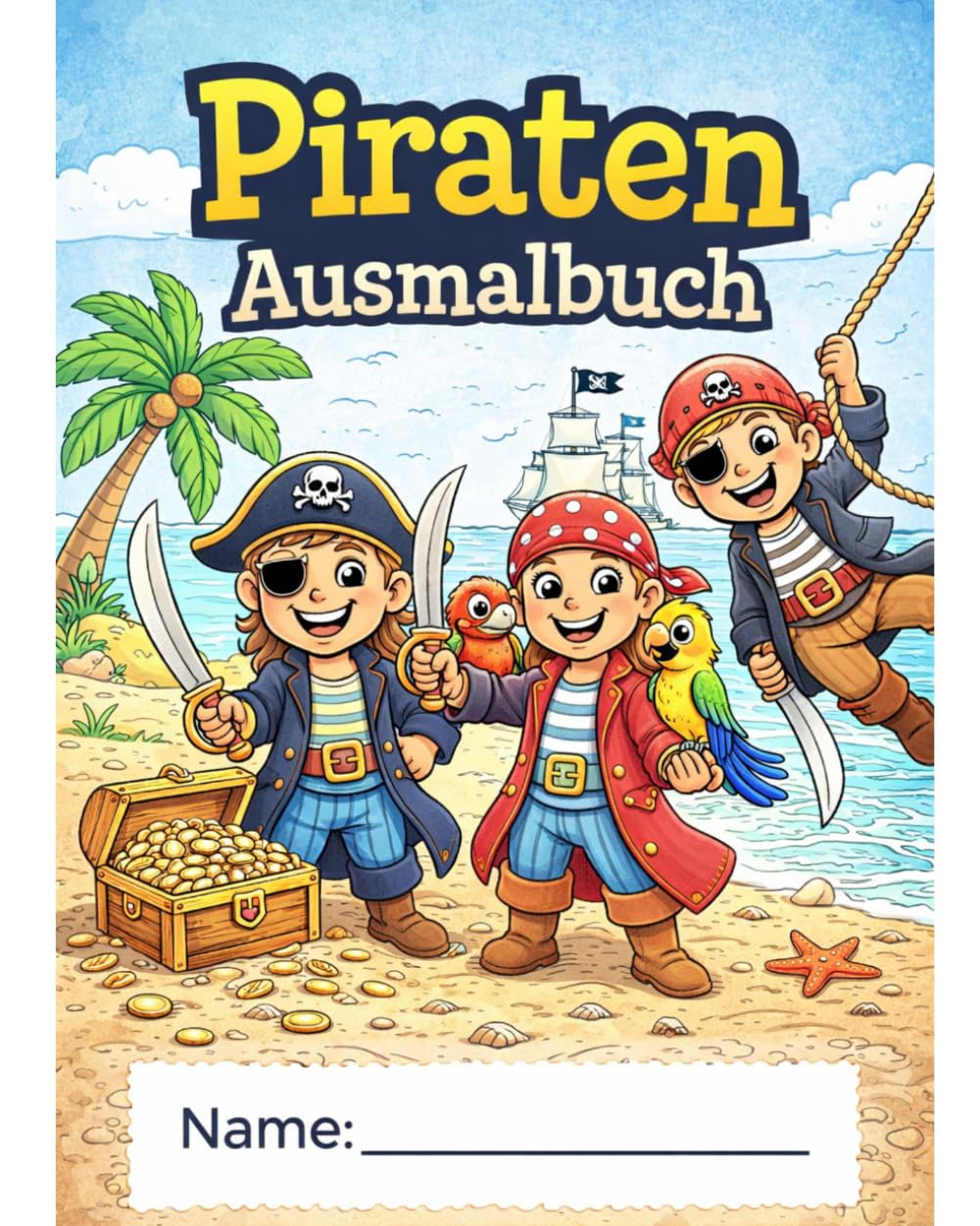 Auf Schatzsuche – Das Piraten Ausmalbuch für Kinder: Einfache Motive für Kinder