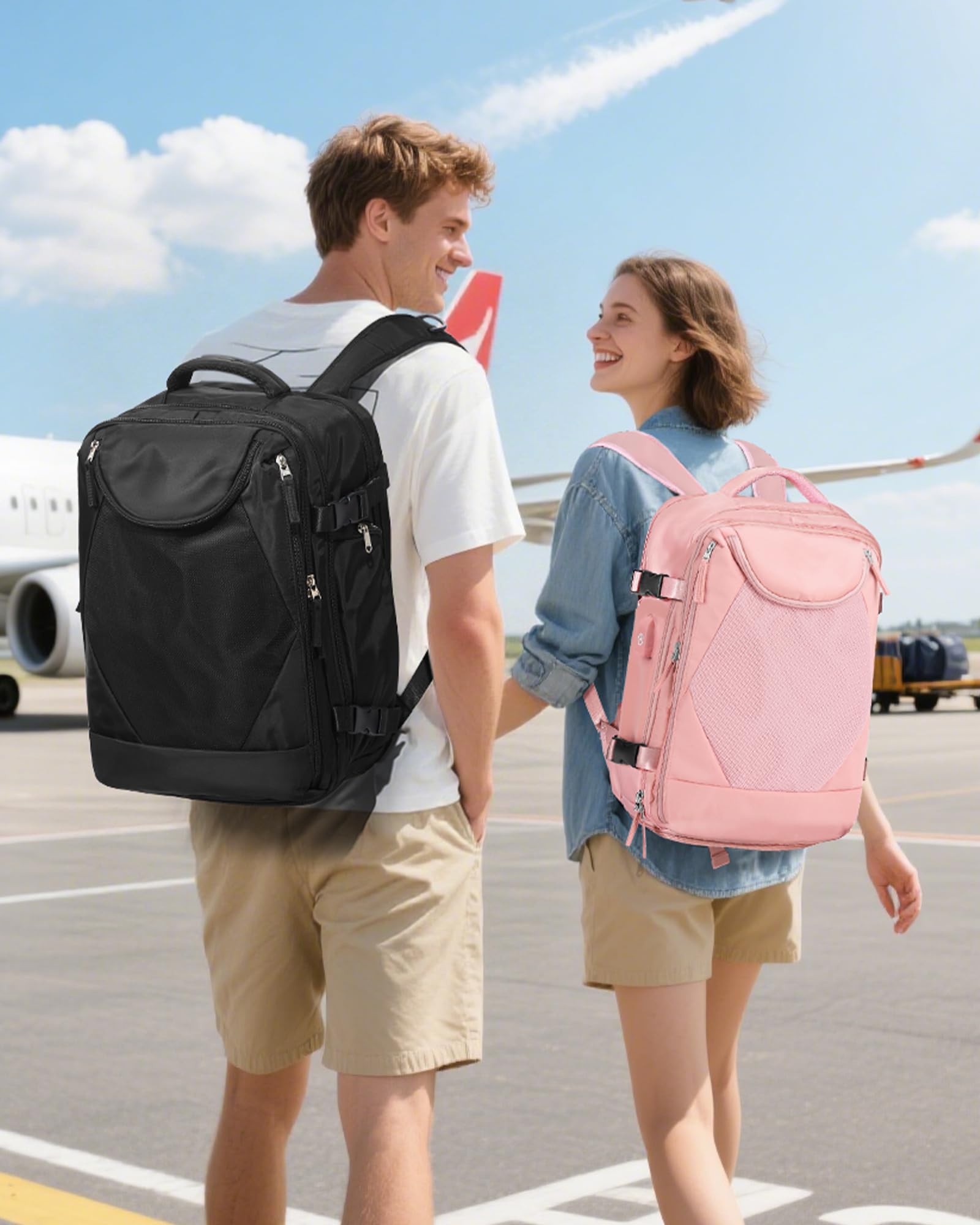 SZLX Zaino Ryanair 40x30x20 Sottovuoto Bagaglio a Mano 40x20x25 Donna Zaino da Viaggio 40x30x20 Wizzair Borse da Cabina per Easyjet 45x36x20 Uomo per Laptop 14 Pollici con Porta USB e Porta Scarpe