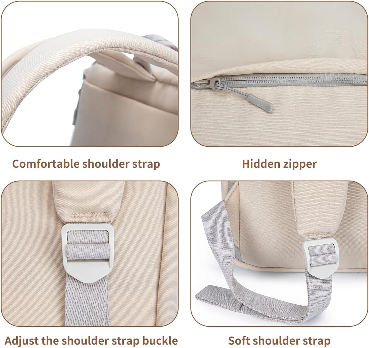 Travel Backpack, 18 Inch Lightweight Airy Waterproof Backpack, Durable Laptop Bookbag, Anti-Slip Compartments, Ideal for Travel, Work, School (White) - Image 6