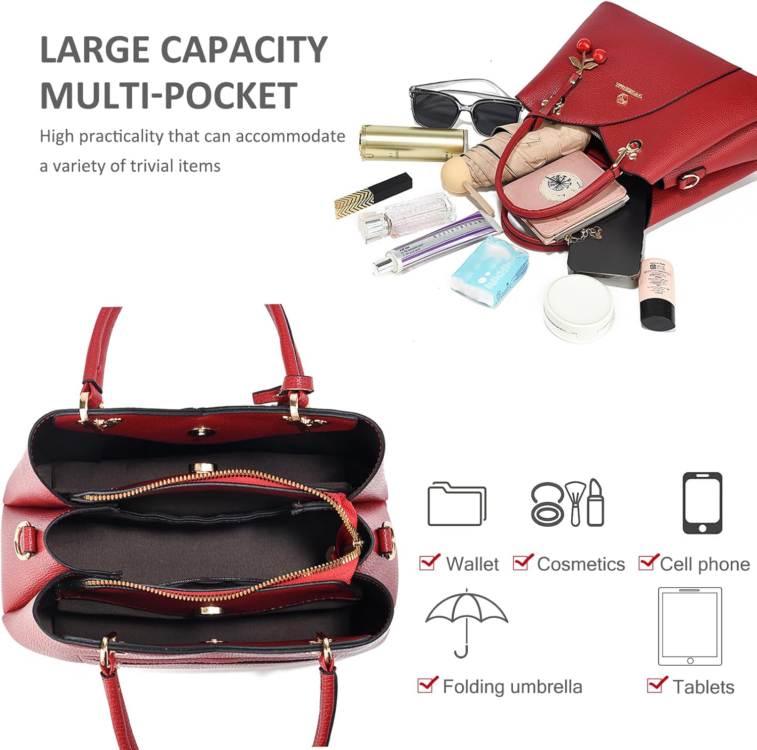 NICOLE&DORIS Elegant Pendant Ladies Shoulder Bags Crossbody Bags with Adjustable and Removable Shoulder