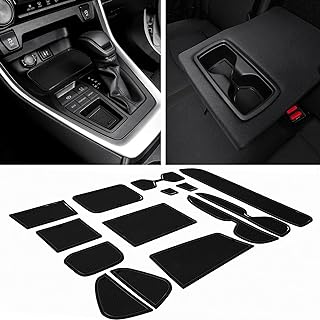 JDMCAR Liner Accessories Compatible with Toyota RAV4 2019-2024 2025 and 2021-2025 RAV-4 Prime, Custom Fit Cup Holder, Center Console, and Door Pockets Inserts Kit (Black Trim) - 15 PC Set
