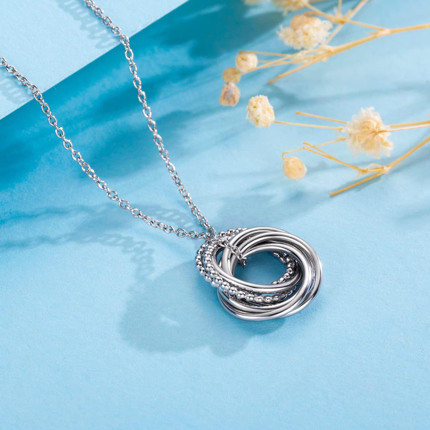 Birthday Gifts for Women, 30th 40th 50th 60th 70th 80th 90th Birthday Gifts for Women Friends, Happy Birthday Necklace 925 Sterling Silver Circle Necklace, Birthday Jewelry for Women