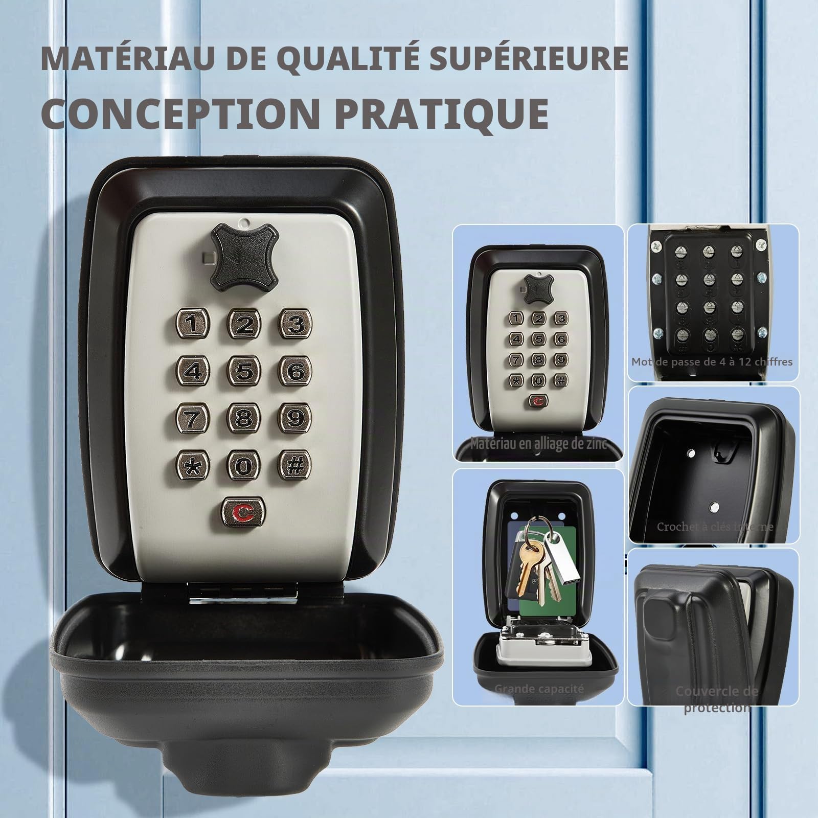 Boîte à Clé Sécurisée Exterieur - Murale Boite a clé Étanche - Boite a Clé avec Code pour L'école de Garage à Domicile