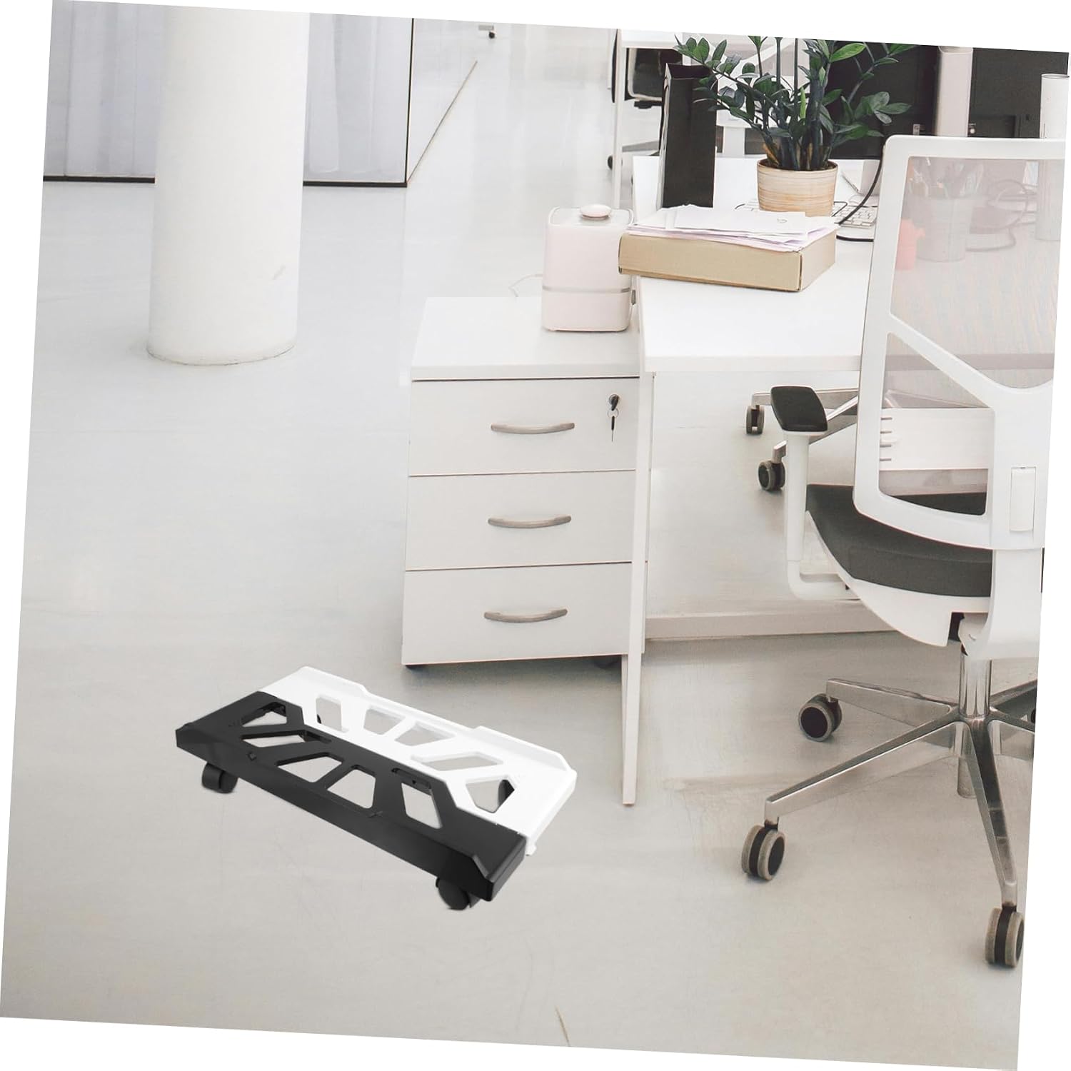 DOITOOL Extendable Mobile Computer Tower Stand with Adjustable and Rolling Casters CPU Holder for Under Desk Organizes Peripherals and Office Supplies and Design