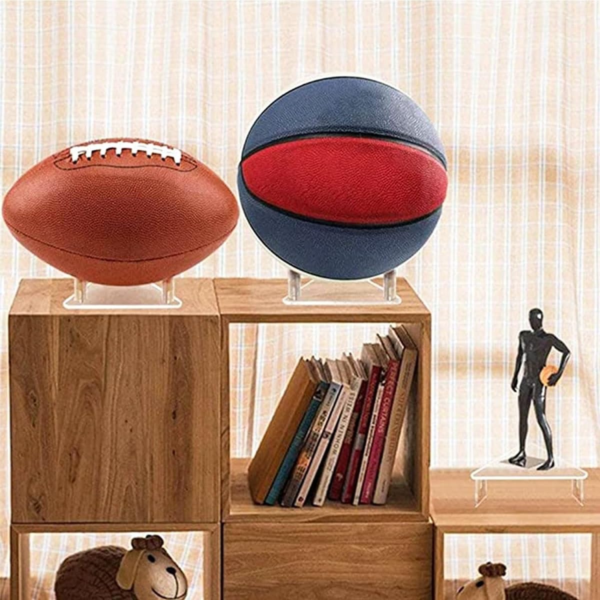Support de Ballon de Football,Foot Présentoir,Support Ballon Basket, Support Ballon Foot, Universel Support Ballon Rugby Support Présentoir Socle Ballon Base de Ballon Acrylique pour Ecole Maison
