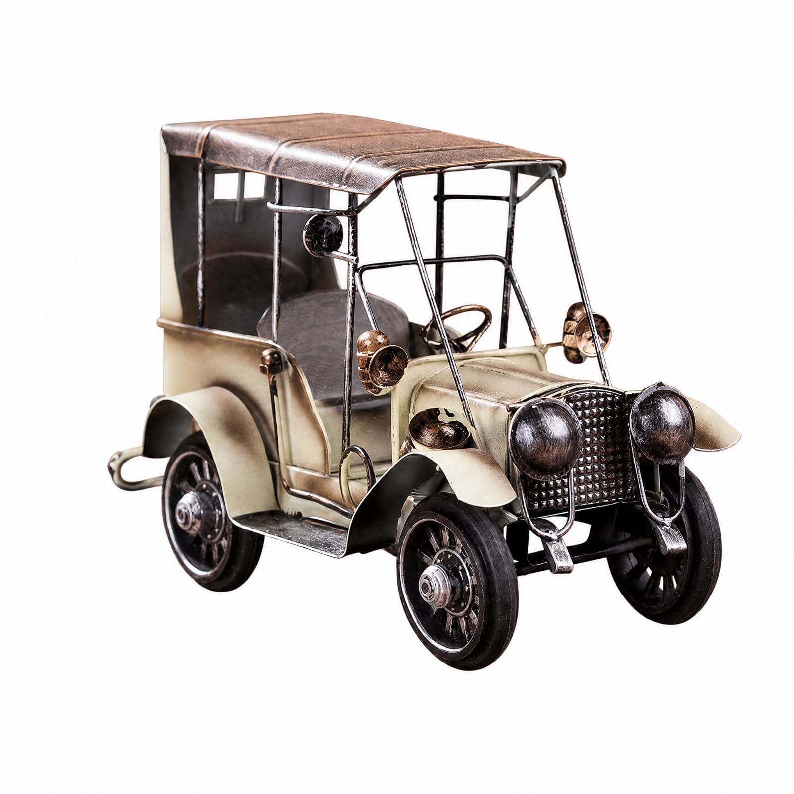 Modello Decorativo di Automobile in Stile Vintage Modello Ornamentale di Veicolo D'' Artigianale per Angolo Espositivo, Scrivania, Bianco