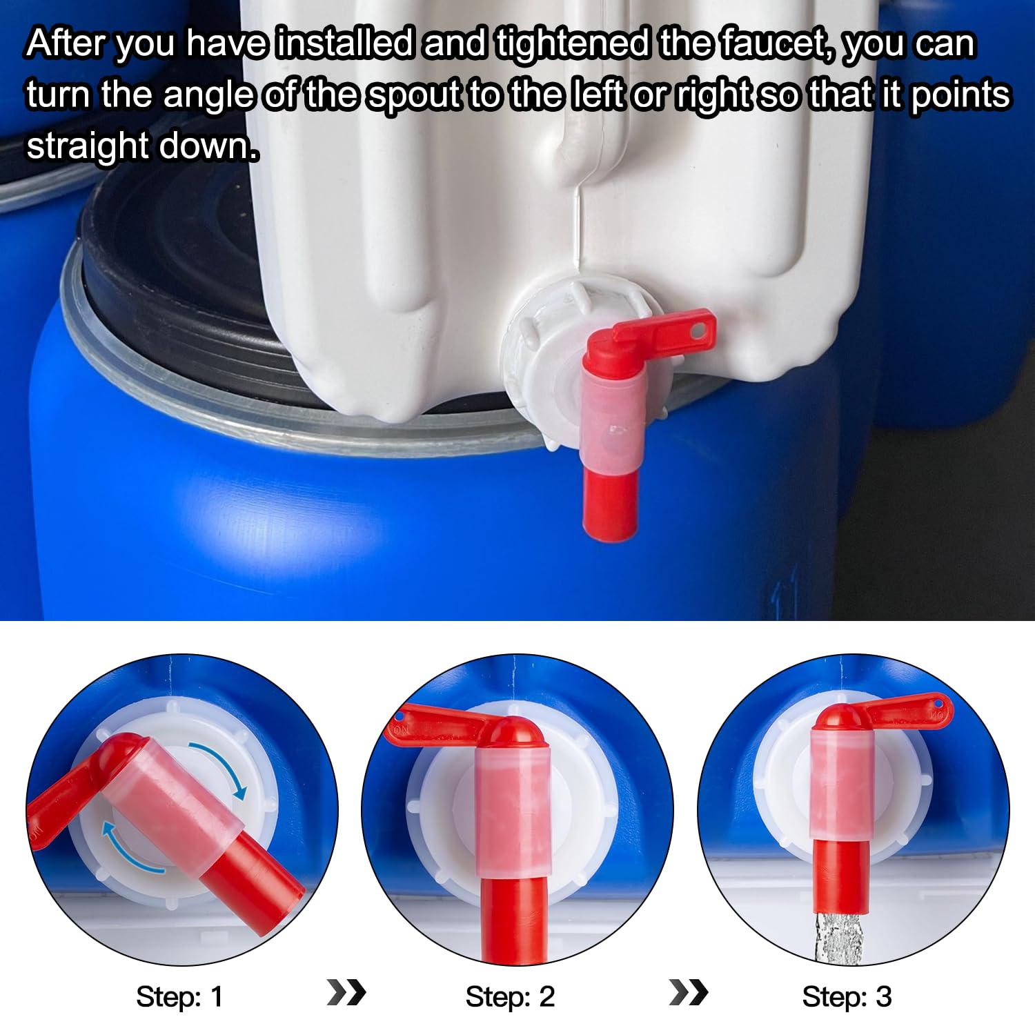 Produktbild von 2x DN61 Auslaufhahn Für 15–60 Liter Tanks – Kunststoff-Dosierhahn Mit Schraubdeckel, Rot & Weiß