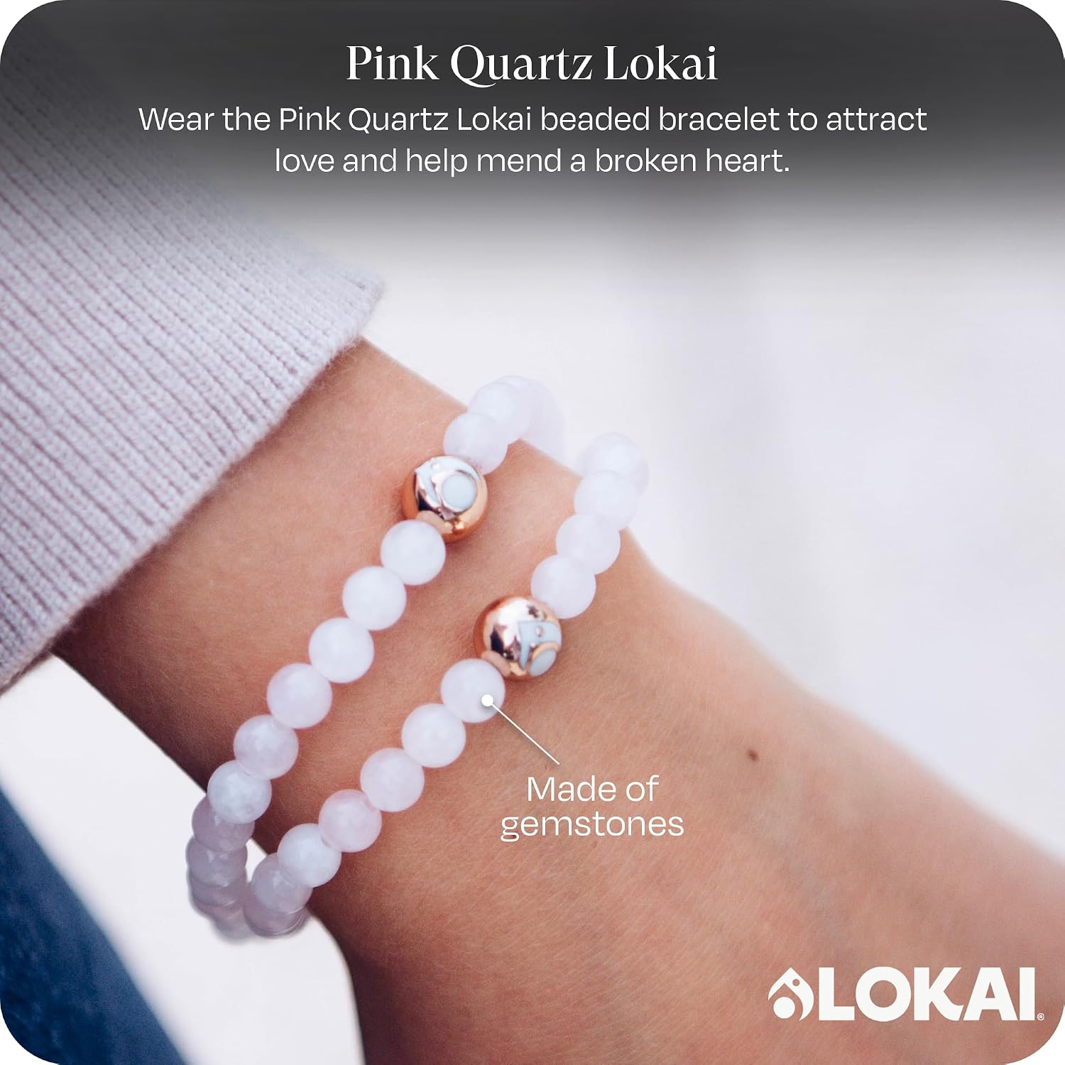 Lokai Gemstone Beaded Bracelet for Women & Men, Stone & Metal Collection - Crystal & Gemstone Jewelry Fashion Bracelet Slides-On for Comfortable Fit