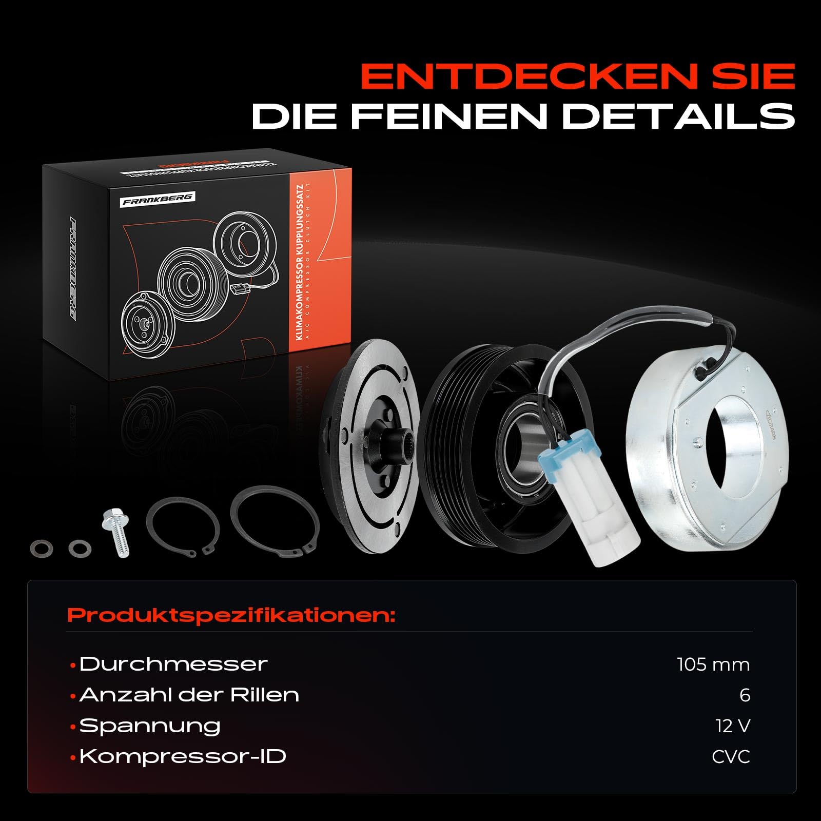 Frankberg Magnetkupplung Klimakompressor Kompatibel mit Astra H A04 Astra H CaR.A.Van A04 Astra H GTC A04 Astra H Stufenheck A04 Zafira B Kasten/MPV A05 Replace# 13124751