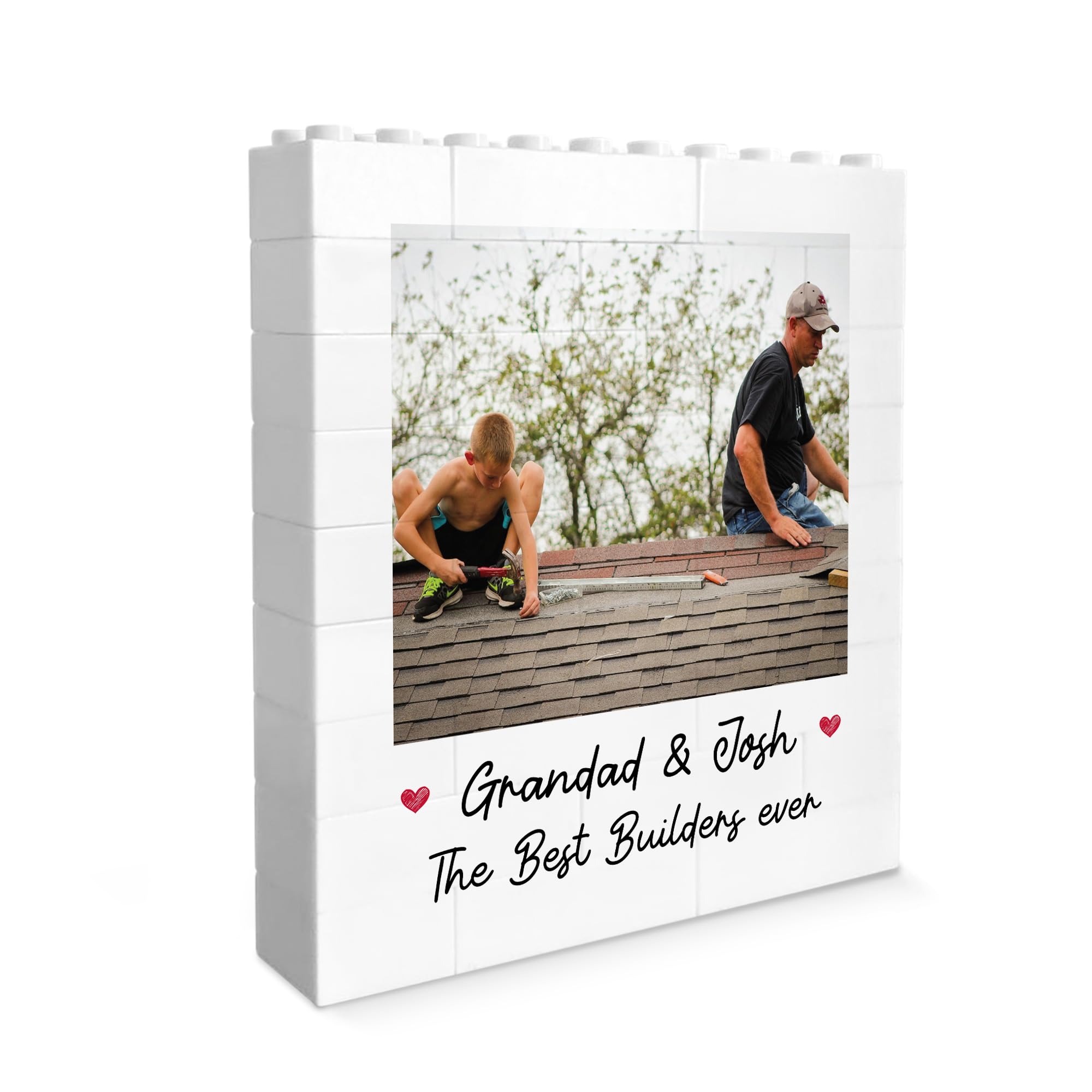 Red Ocean Personalised Grandad Brick Photo Block for Grandad Building Blocks Puzzle For Him Birthday Christmas Keepsake