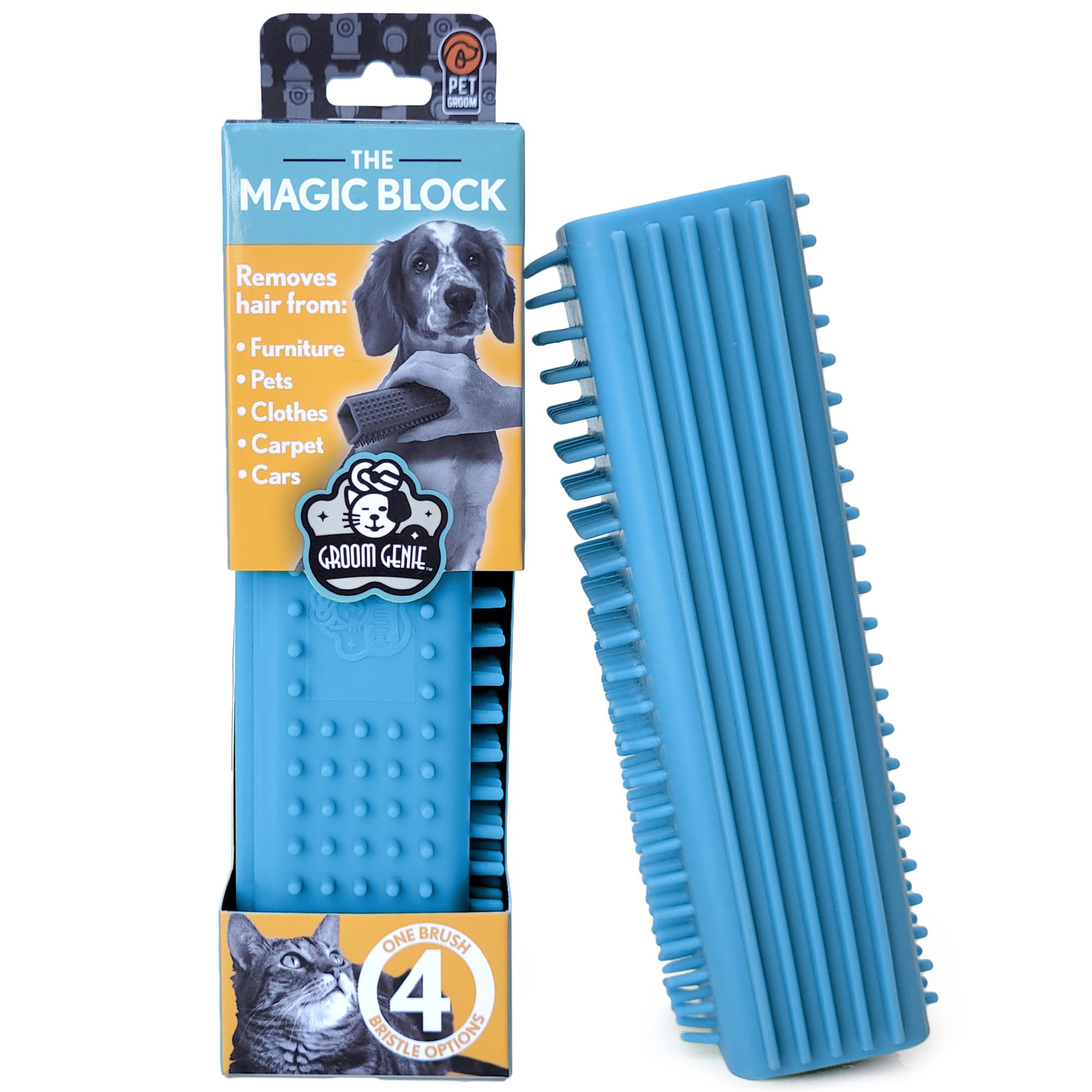 Magic Pet Hair Block Brush (Sky Blue) | Ultimate Dog &amp; Cat Hair Remover for Sofa, Furniture, Carpet, Bedding, and Clothing | Reusable, Durable, and Easy to Use