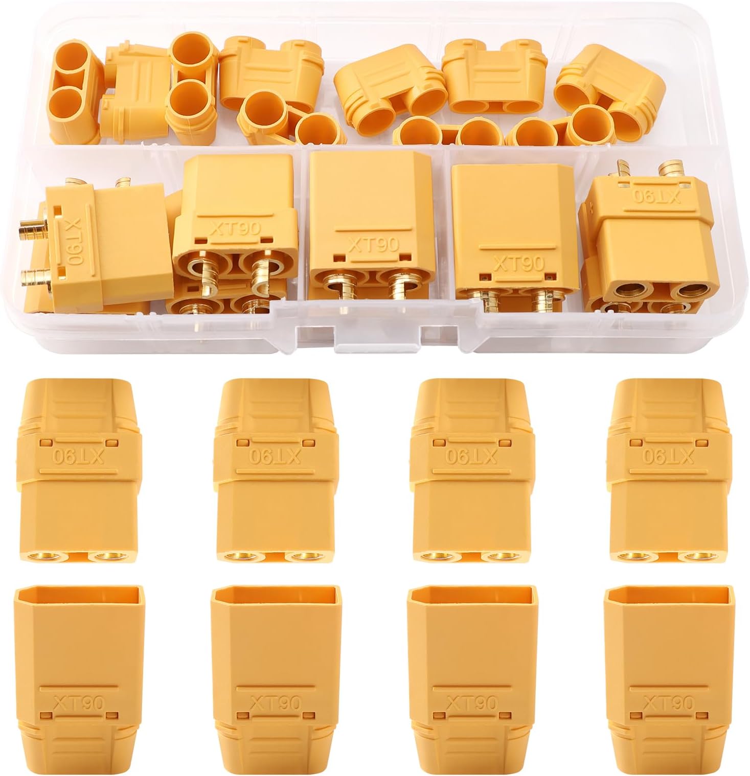 5 Pairs XT90 Connectors, XT90 Male Female Bullet Connectors with Sheath Housing, for RC Lipo Battery, Yellow
