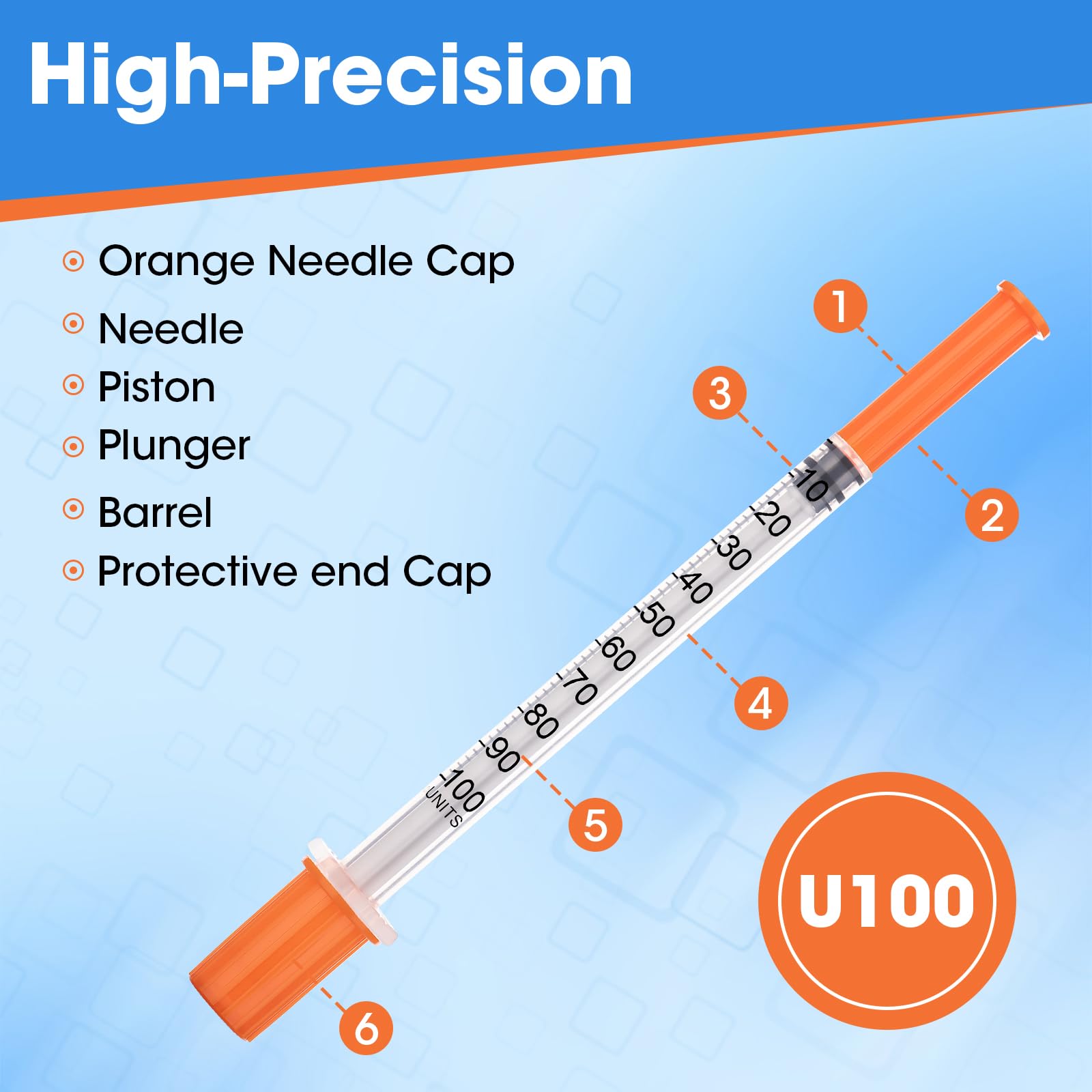 U-100 Syringes 1ml - 100 Pack, 27G -3