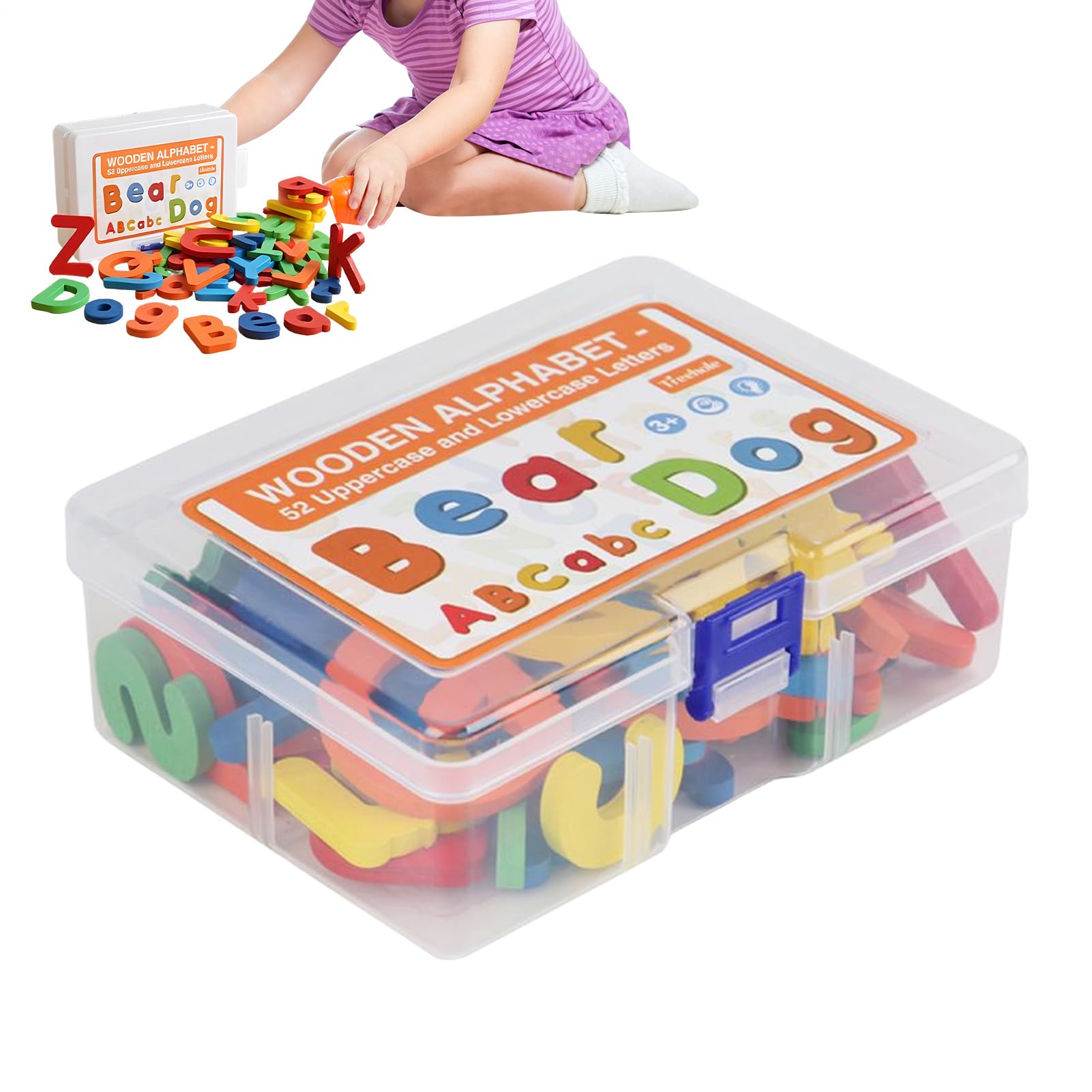 Juego de correspondencia de letras con 52 piezas de madera para preescolar 8