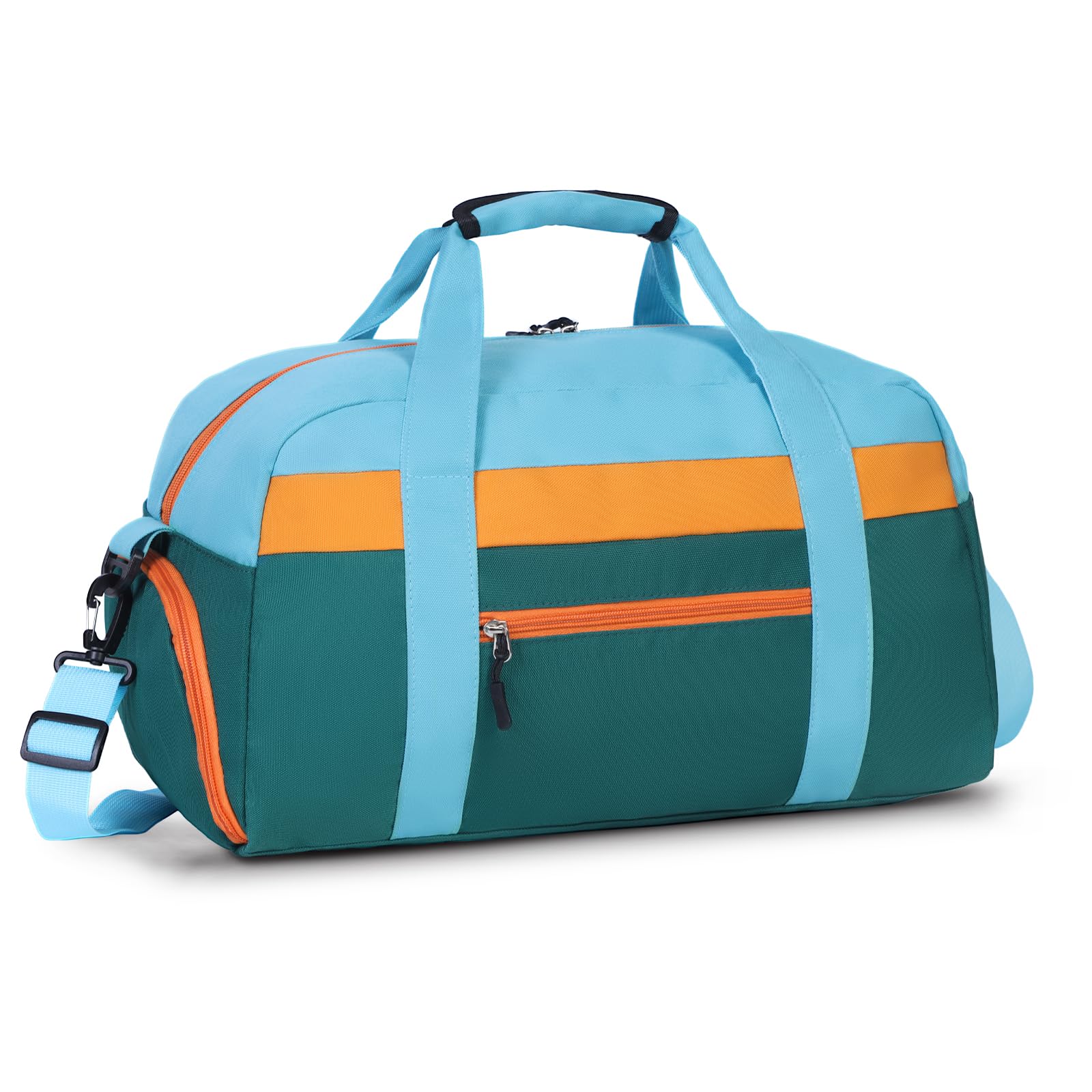 WOOMADA Kids Duffle Bag for Boys or Girls, Kids Overnight Bag with Shoe Compartment＆Wet Pocket, Ideal for School Practice, Sports, Travel(green blue)
