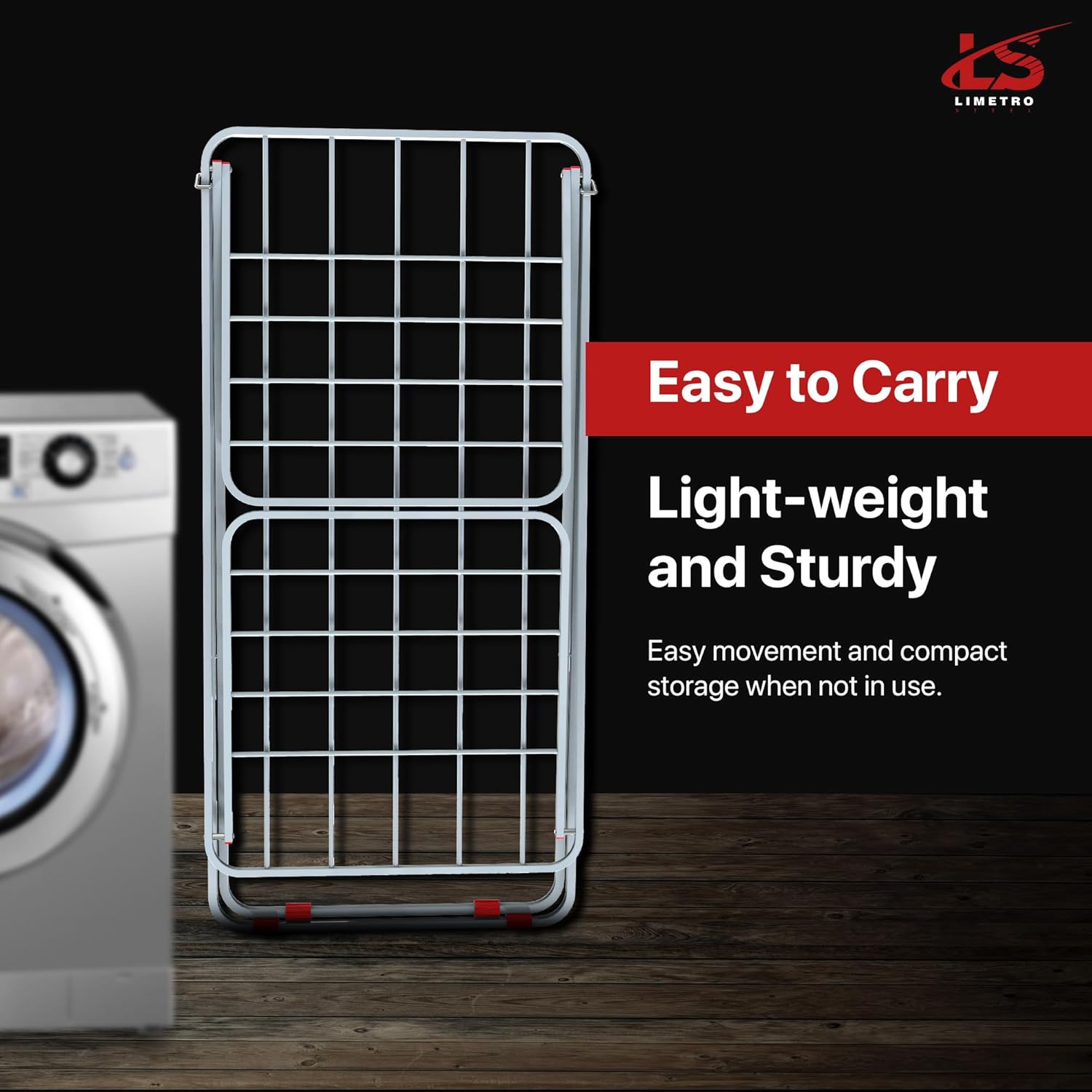 LiMETRO STEEL Foldable Clothes Drying Stand for Home & Outdoor | Portable Laundry Cloth Stand for Drying Clothes | Space-Saving, Durable & Easy Storage Drying Rack for Balcony (Gray) 24 71Ncli5+hXL. SL1500