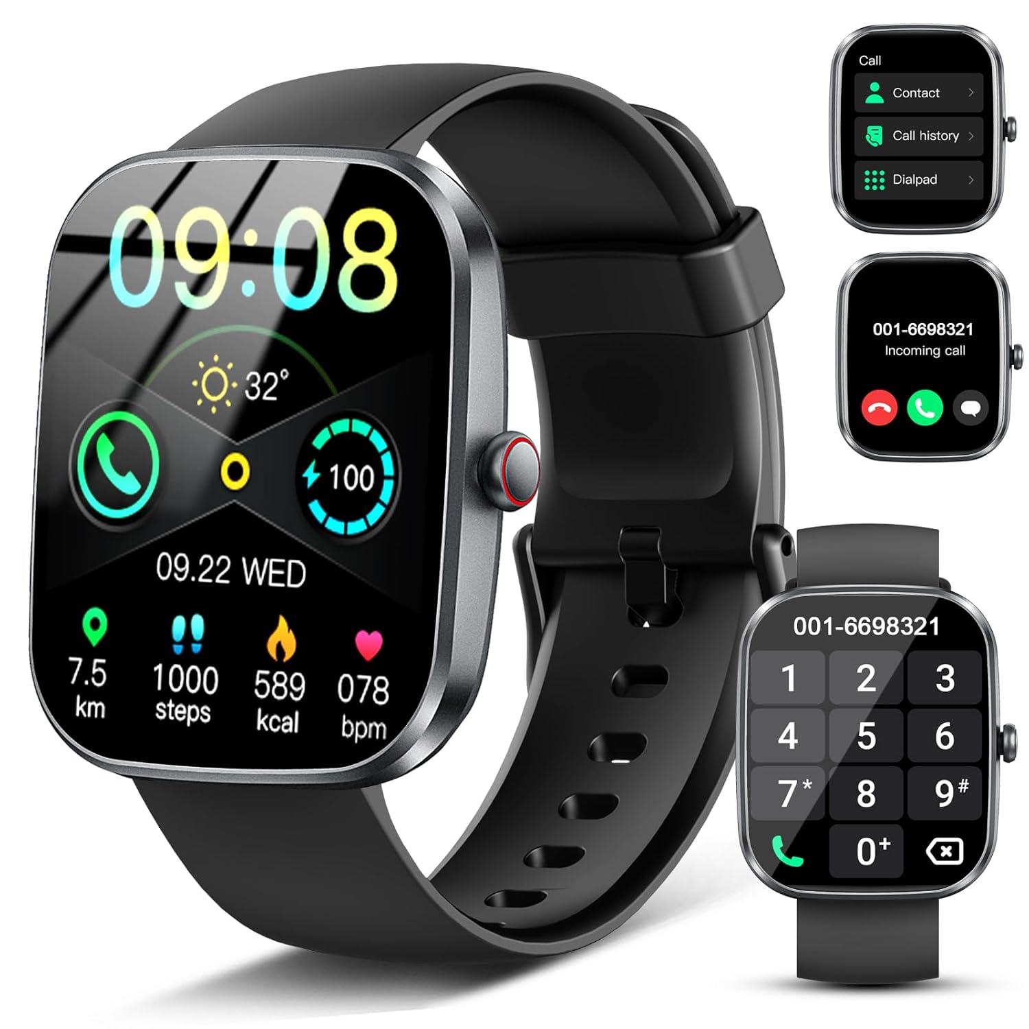 Smart Watch(Answer/Make Call), 1.91″ Smartwatch for Men Women, 2025 Fitness Watch with 110+ Sport Modes, Fitness Activity Tracke with Pedometer/Sleep Monitor/Heart Rate/IP68 Waterproof,for Android iOS