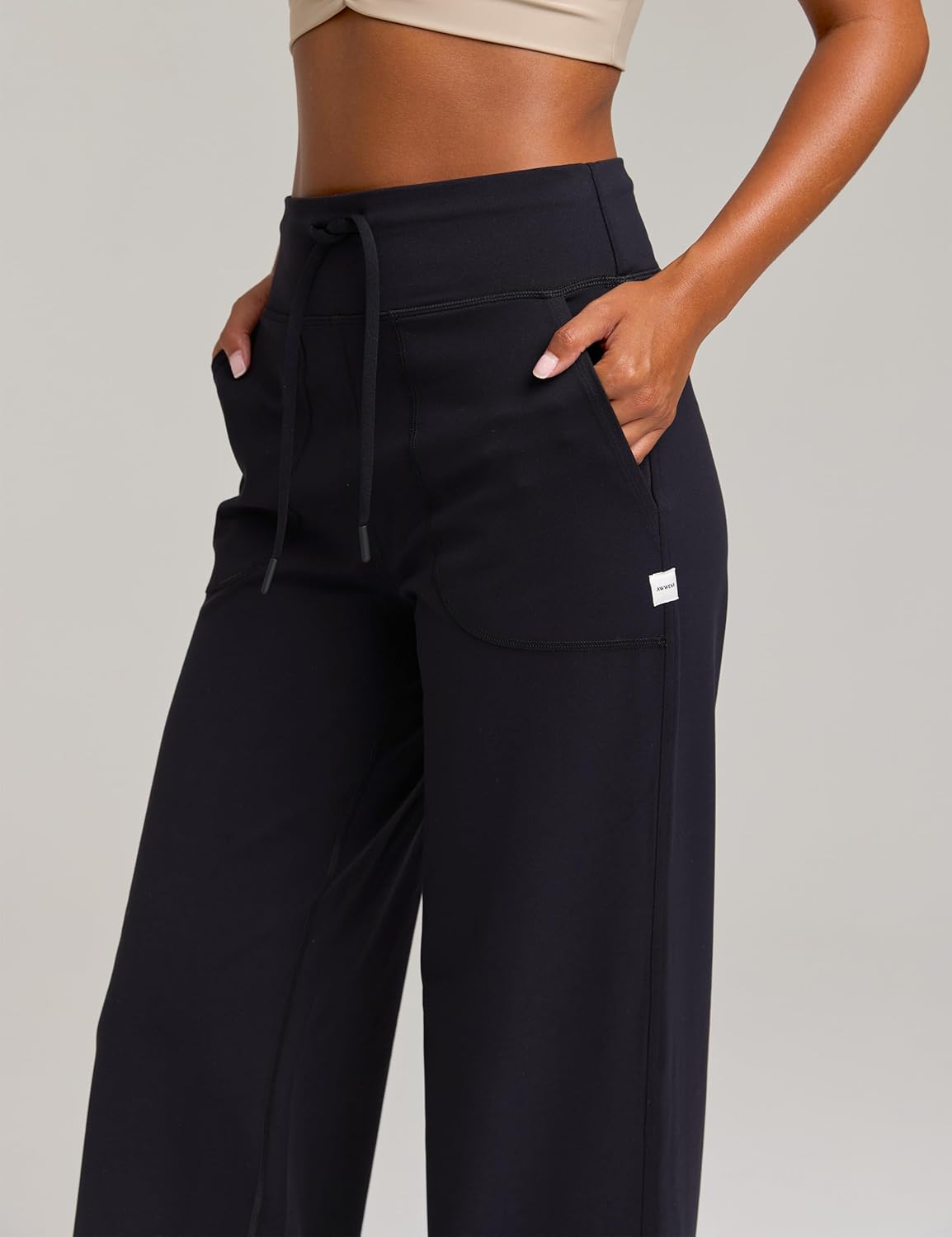 Women's Wide Leg Yoga Pants 29''/31''/33'' Drawstring Elastic Waistband Mid Rise Casual Lounge Pants with Pockets - Image 2