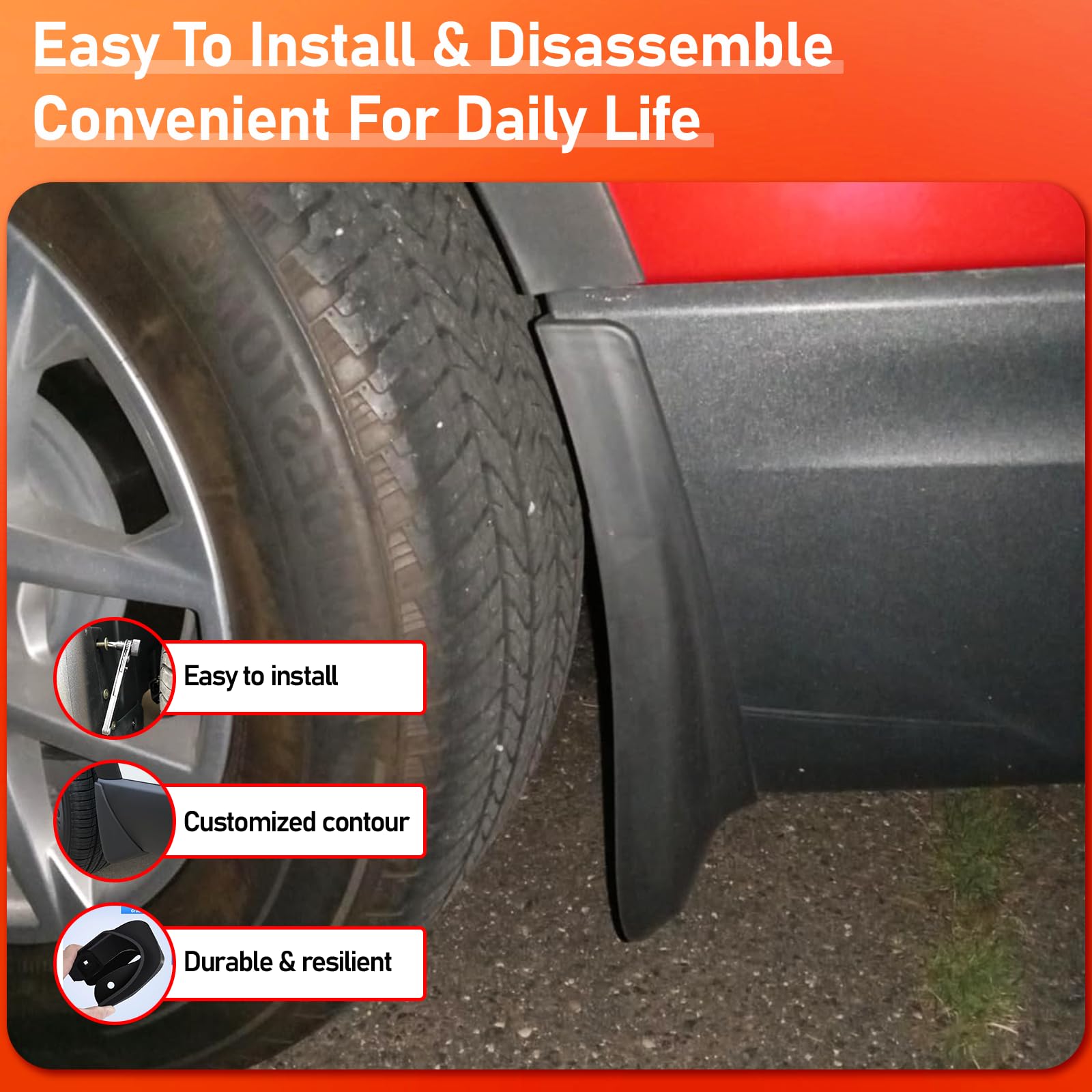 BZKXA Mud Flaps for Chevrolet Equinox EV 2024-2025,Upgraded Mudflaps Wheel Tire Splash Guards for Chevy Equinox EV Exterior Accessories,All Weather No Drilling Required 4PCS Fender — view 4