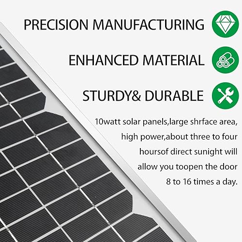 Miniatura 3 de FM123 - Kit de panel solar de 10 vatios compatible con abridores automáticos de puerta Mighty Mule, celda negra