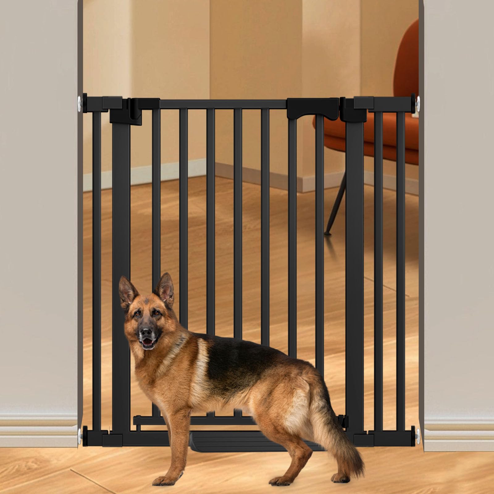 41" Extra Tall Baby Gate for Big Dog No Jumping Over, 30-40.9" Wide Pet Safety Gate Indoor for Doorways No Drilling,Auto Close Child Puppy Gates for Stairways Pressure Mounted (Black)