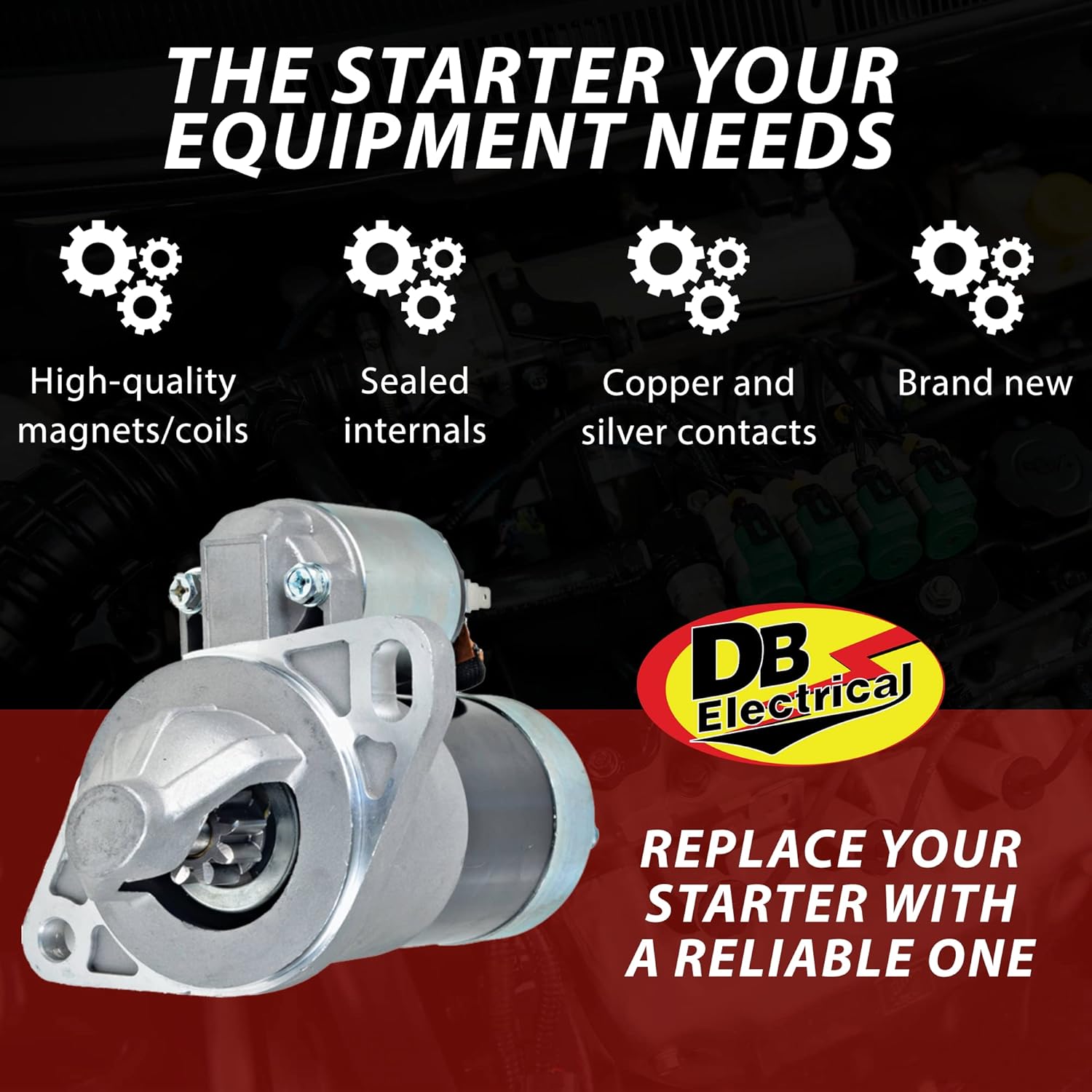 DB Electrical 410-44027 Starter Compatible with/Replacement for Yanmar 3T72, 3T75, 3TN75, 3TNA72, 3TNA75, Various Models, YM1600 All 104-331, 014235, 18207, 110417, DRS3259, S-8551, JS729, 18426N