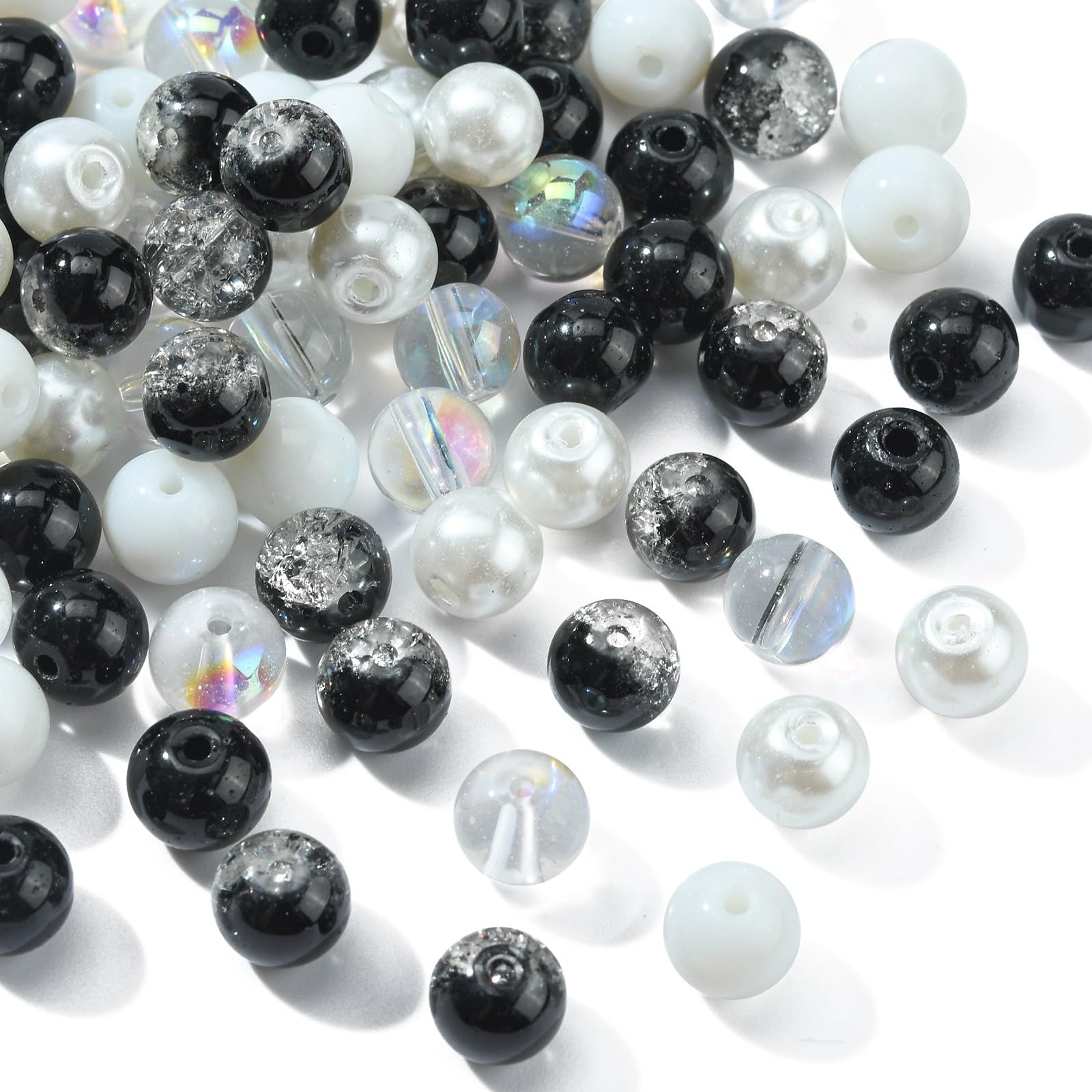 Amazon.co.jp: DanLingJewelry 100個 8mm ミックスブラック&ホワイト 