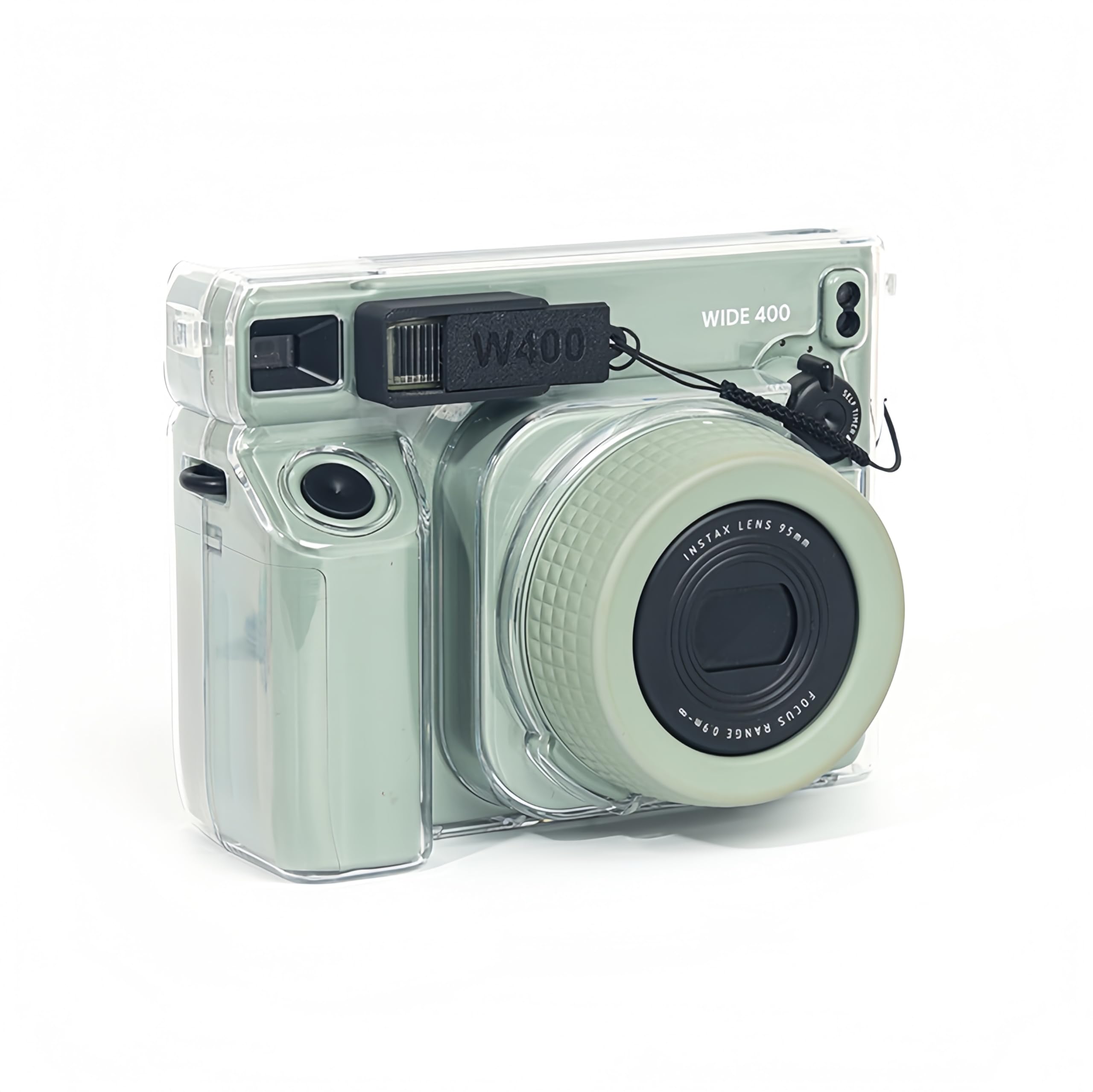 Set di accessori compatibili con Instax Wide 400, tra cui custodia protettiva trasparente, borsa per fotocamera in pelle PU, controller flash e tracolla regolabile