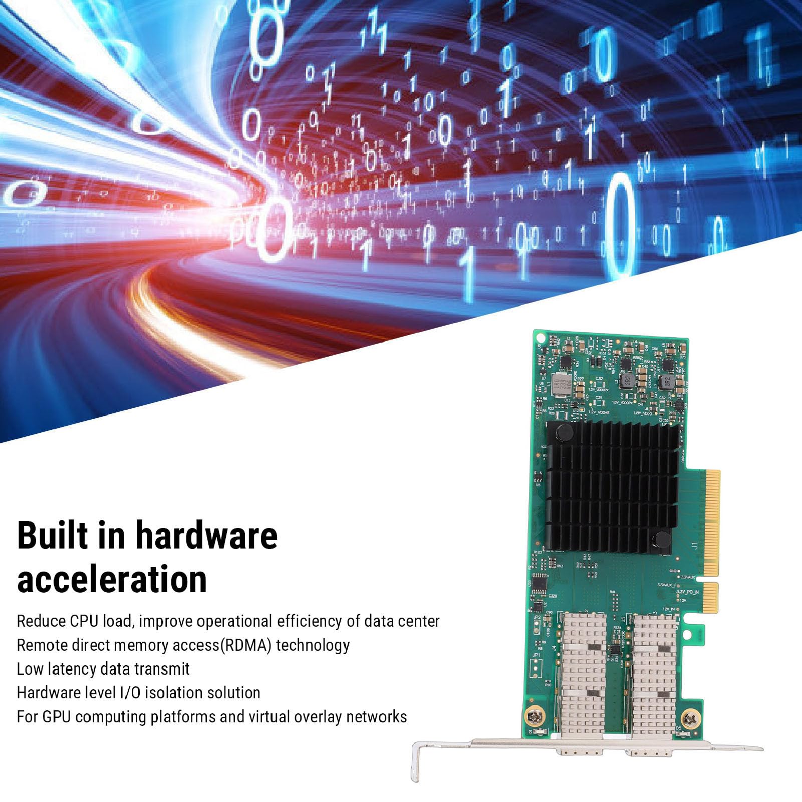 Vikye Scheda di Rete a Doppia Porta da 10 Gb, Adattatore Ethernet PCI Express, Adattatore di Rete per Server SFP28 con Piattaforma di Elaborazione GPU RDMA