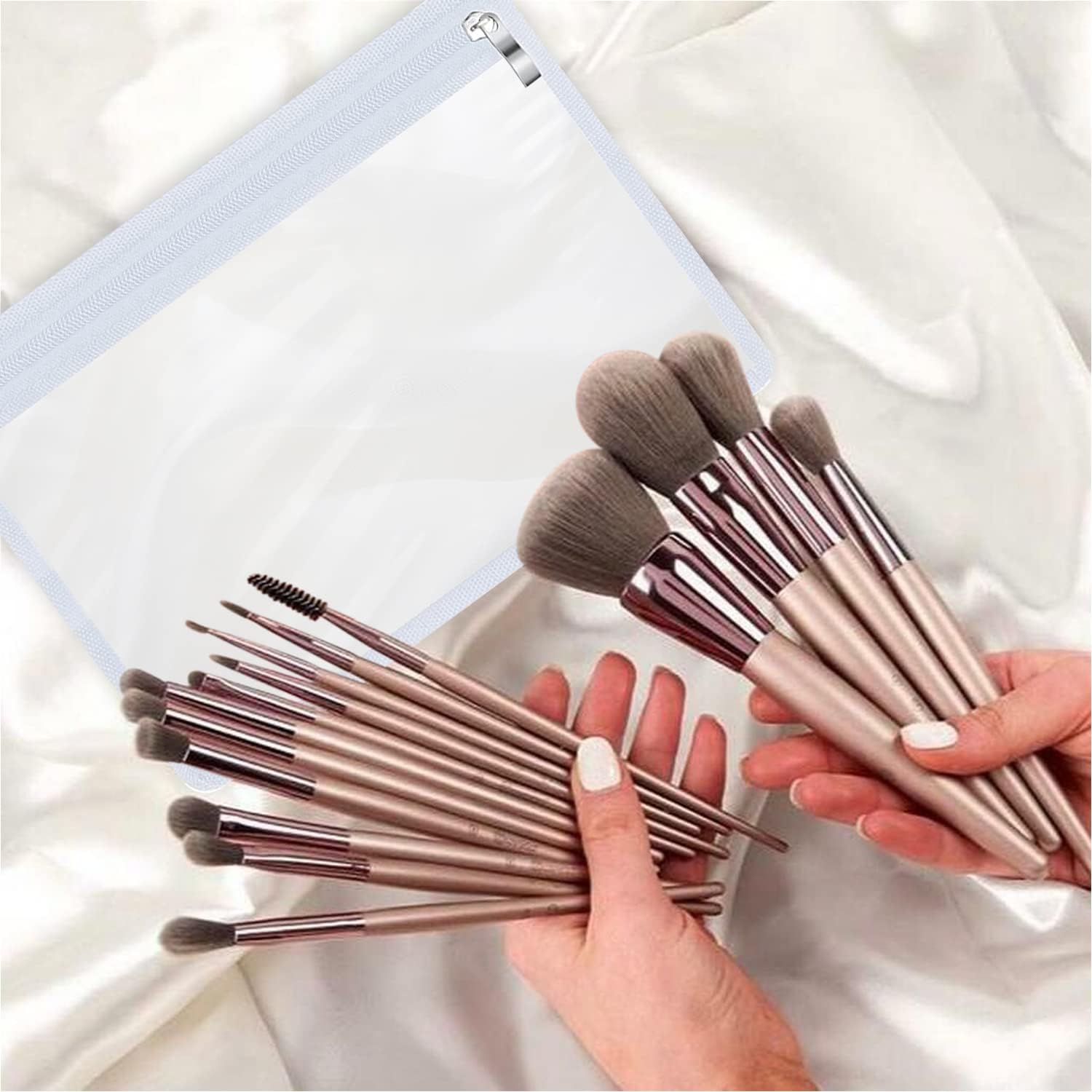 BzBirds Clear Zipper Pouches 4 pcs Travel Pouches Cosmetic Storage Organizer Office School Supplies Multipurpose for Cosmetics and Office Supplies (White Edges) : Office Products