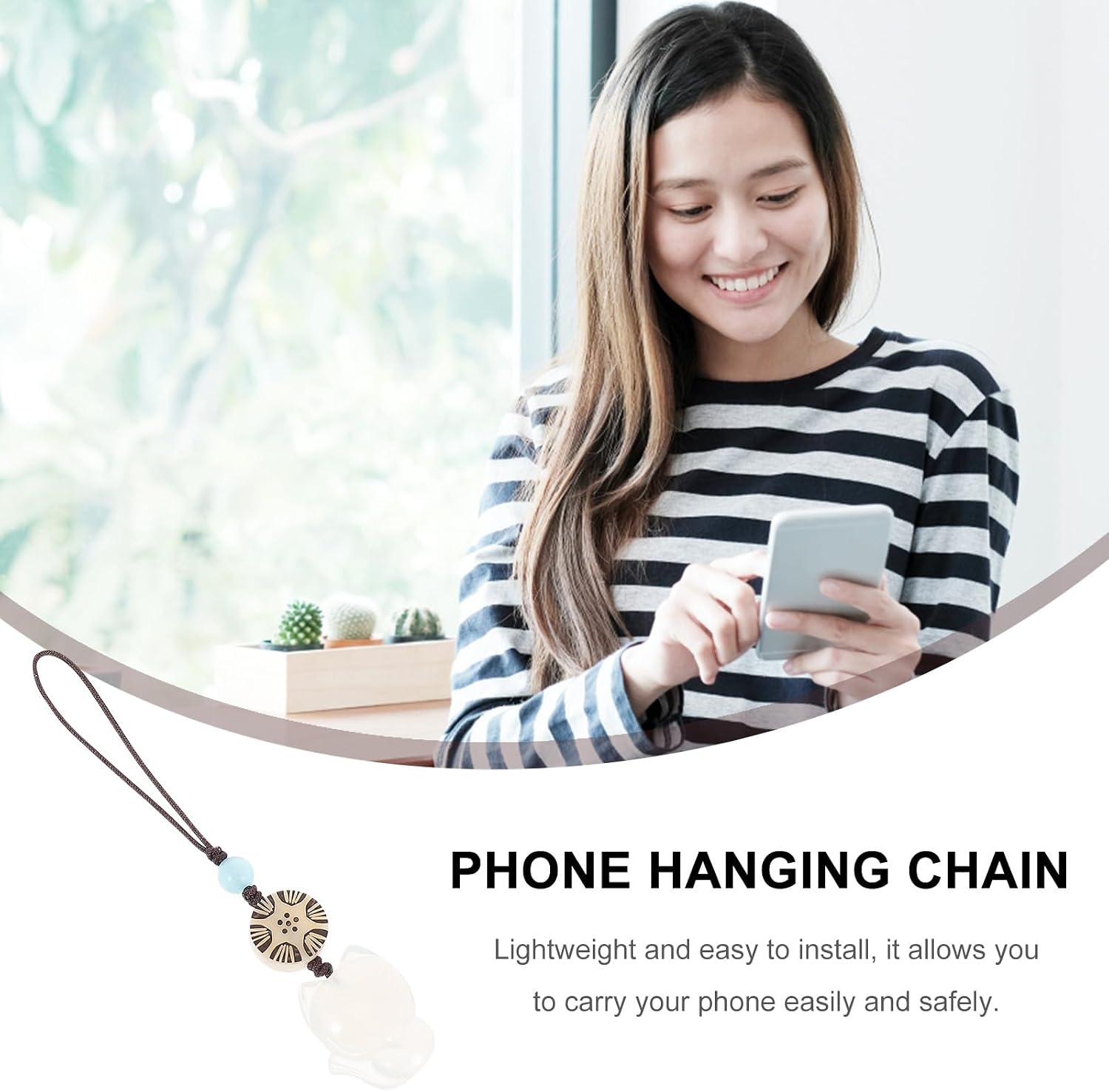 TIDTALEO Fox Shaped Smartphone Chain Phone Accessory Xmas White Chalcedony image 4