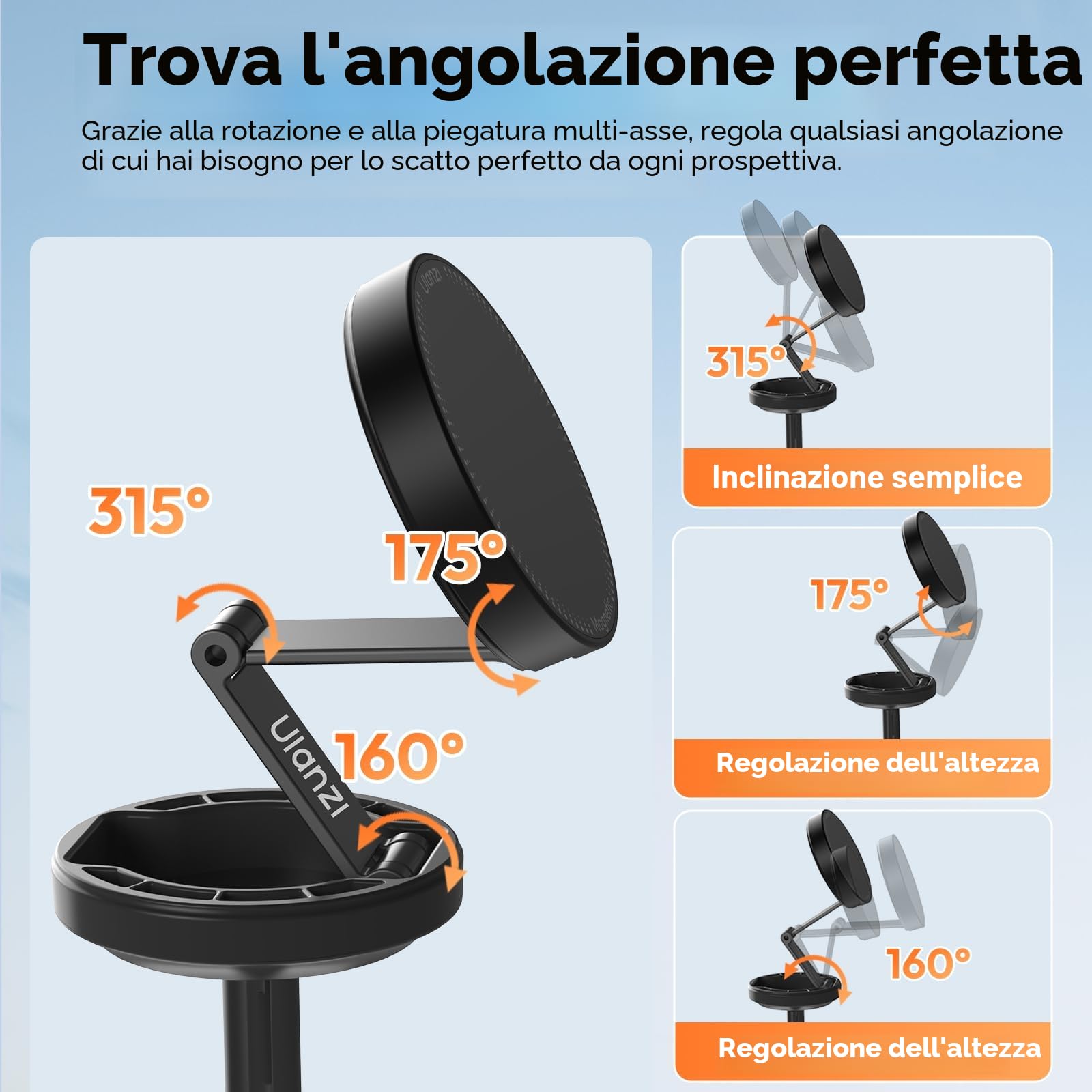 ULANZI MT85 Selfie stick treppiede magnetico con 4 piedi, Bastone selfie bluetooth con Apertura automatica, Treppiede con calamita 153cm, Compatibile con iPhone Serie 17 16 15 e Samsung Xiaomi Realme