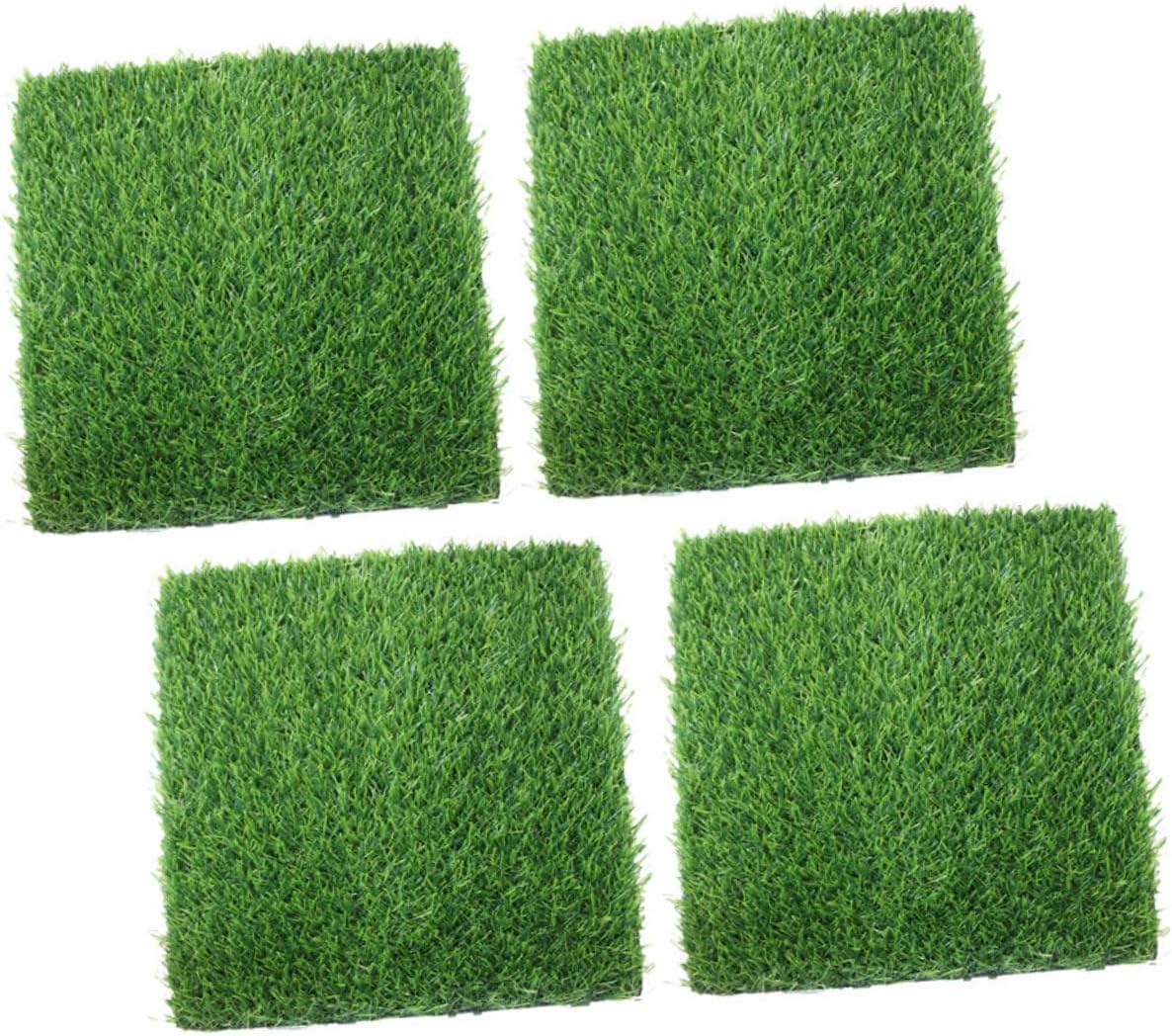 ibasenice 4pcs Lifelike Artificial Grass Mat Realistic Fake Turf for Use for Gardens Playgrounds and Pet Areas Synthetic Grass Pad Backing