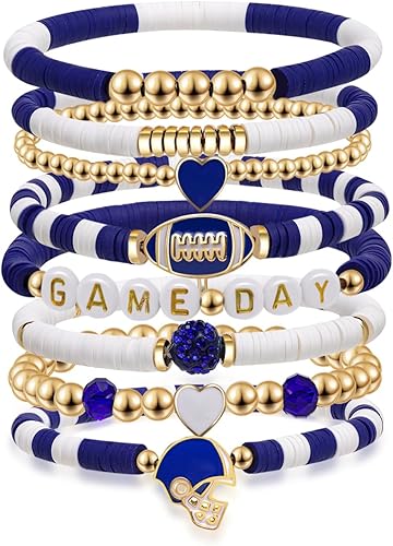 Game Day Football Charm Bracelet: Stackable Sports Jewelry - Basketball Gifts For Her
