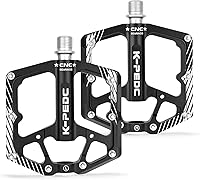 Vista 9 de Bike Pedal Aluminum Alloy 9/16" Bike Pedal MTB Wide Platform Flat Non-Slip Bicycle Pedals with 3 Bearings for Mountain Bikes, Road, BMX