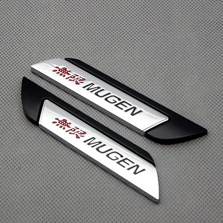 Amazon Aizfa メタルmugen サイドウィングクロームエンブレム 車ドアフェンダー スポーツバッジスティック 車のチューニング用 1ペア ブラック Aizfa エンブレム 車 バイク